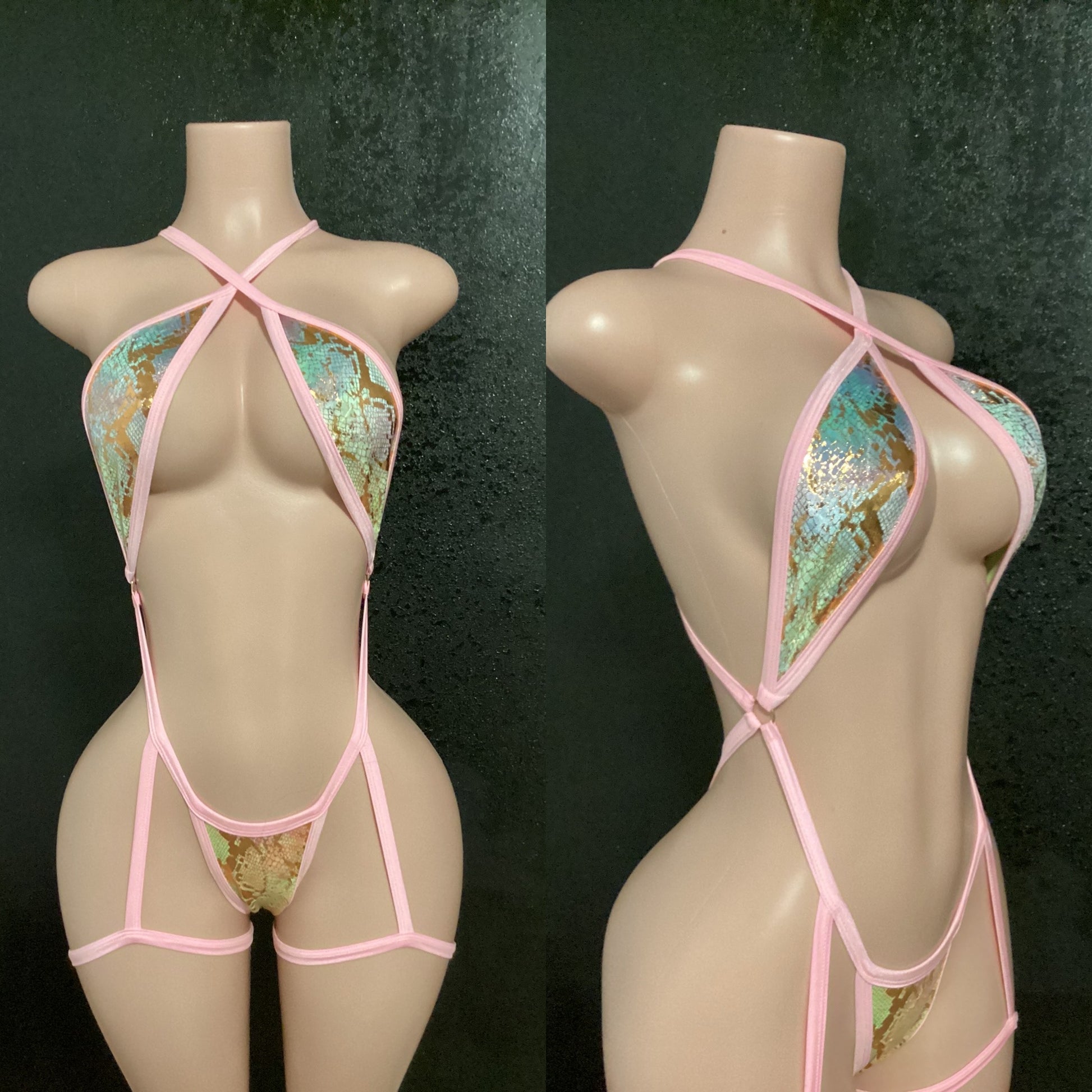 Velvet snake sling with attached garters