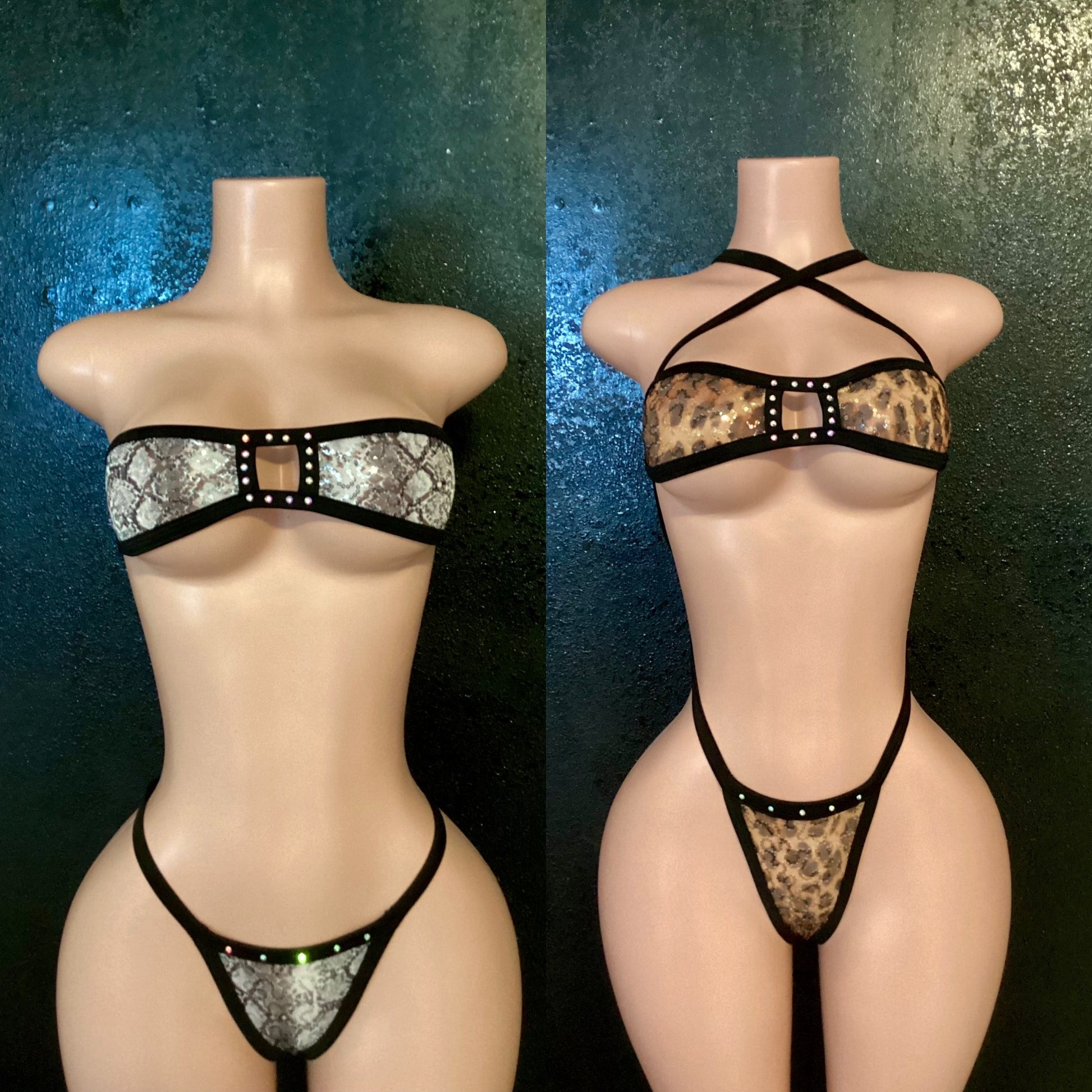 Sequin mesh g string bikini