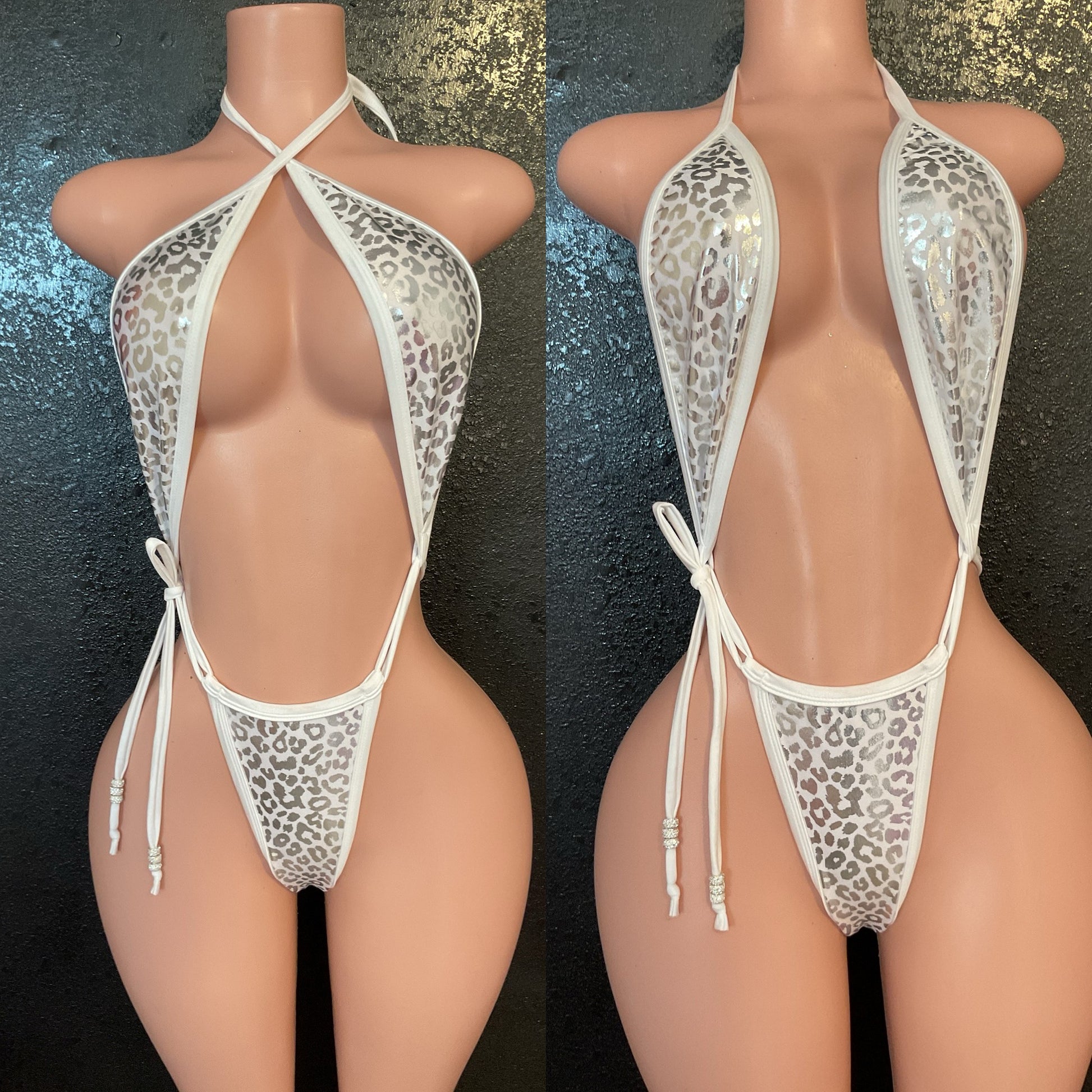 Leopard sling thong