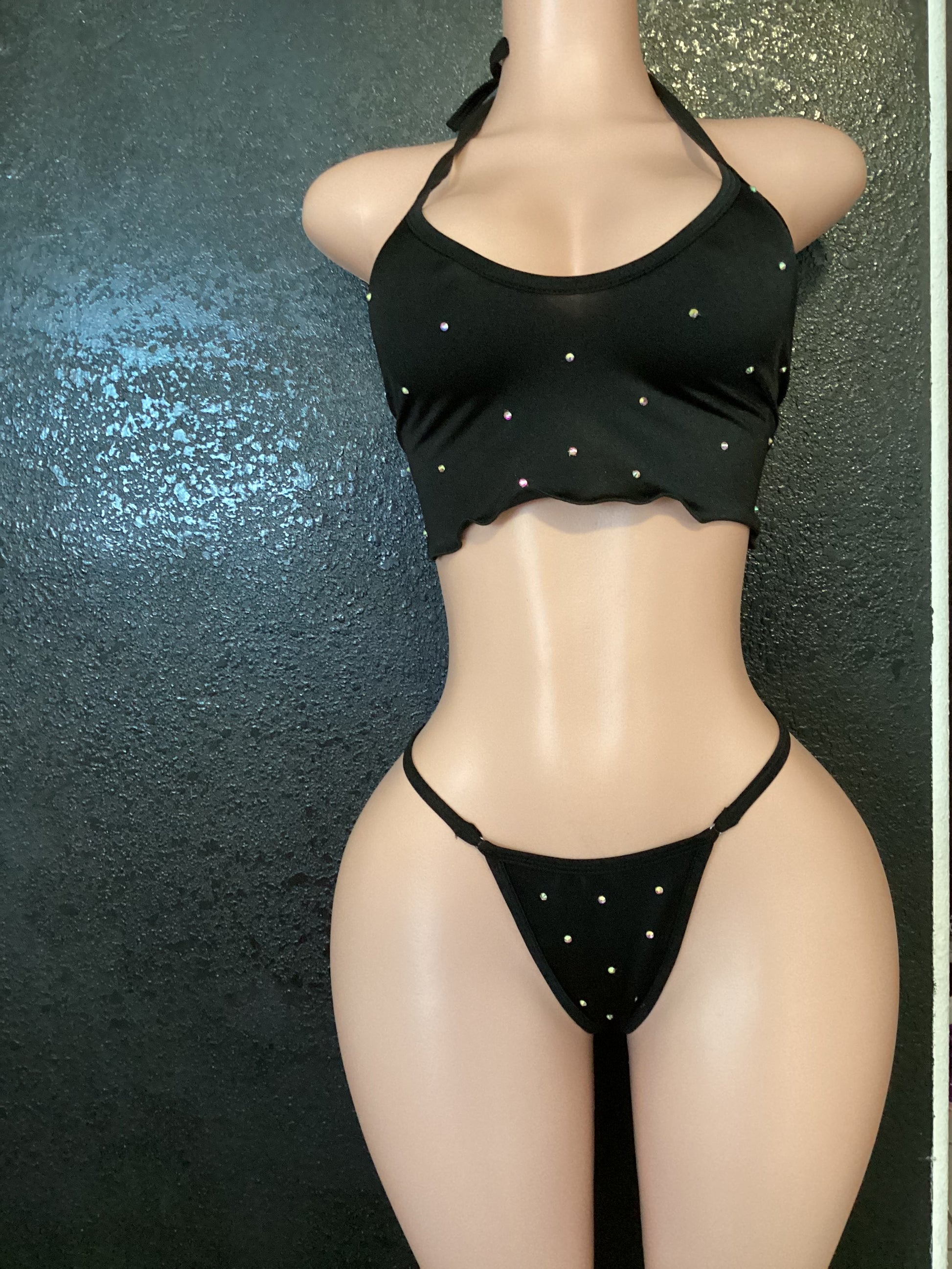 Crop top string bikini set