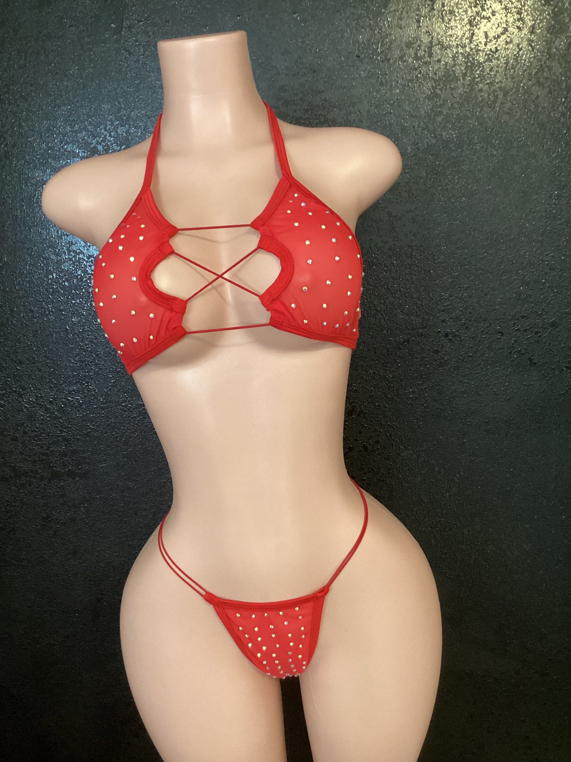 Lace up thong set