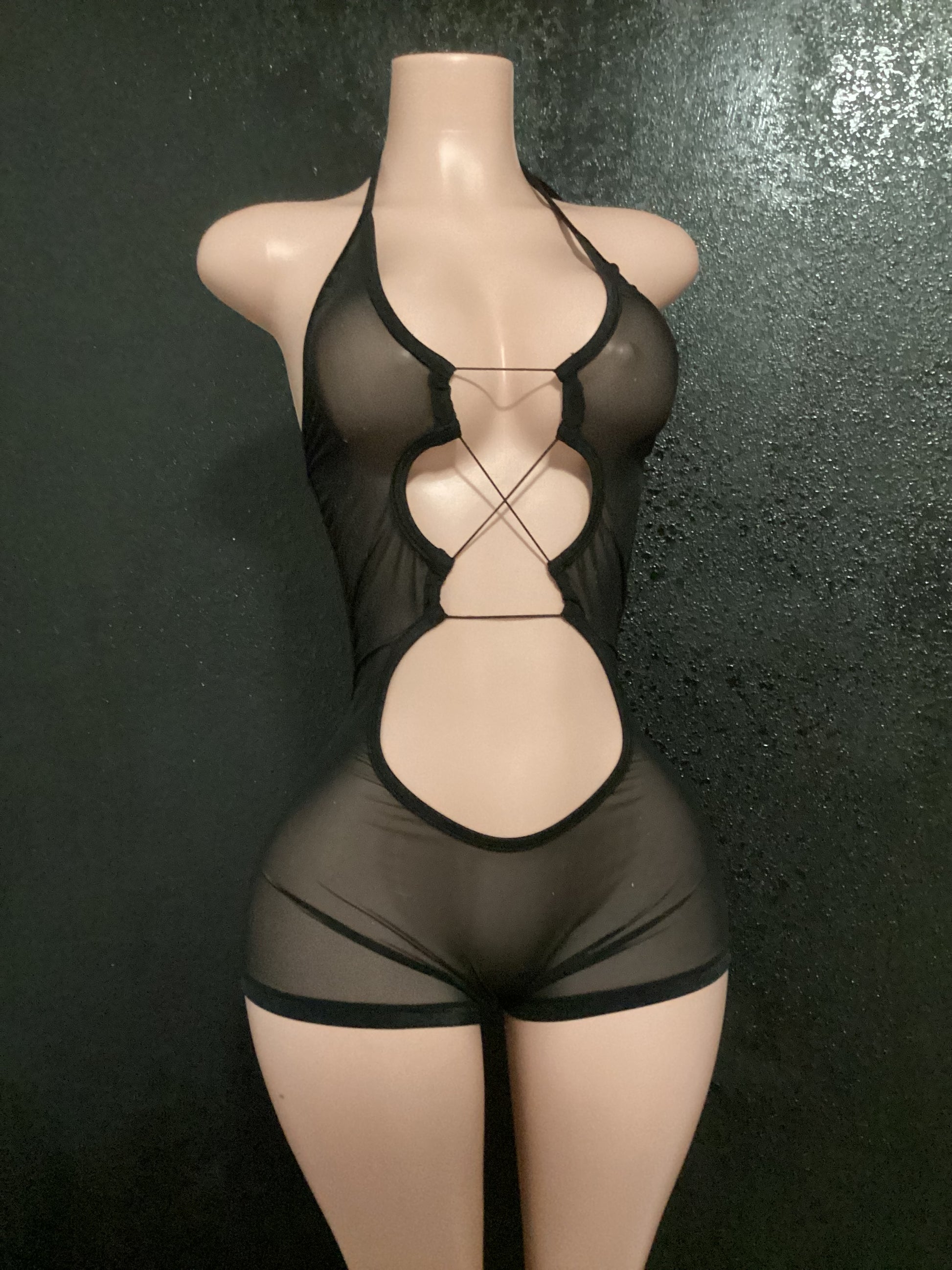 Lace up booty shorts one piece