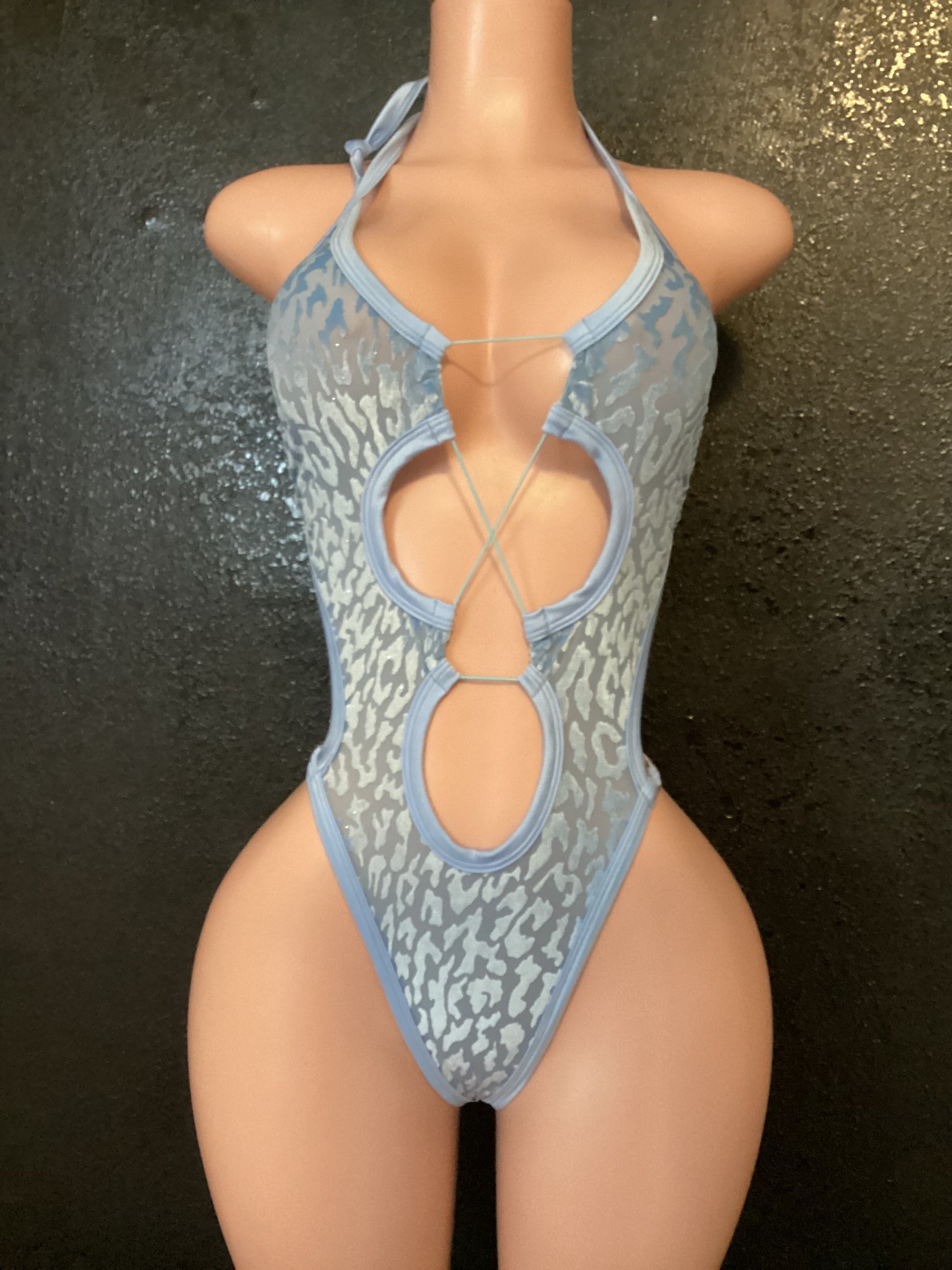 Leopard mesh one piece