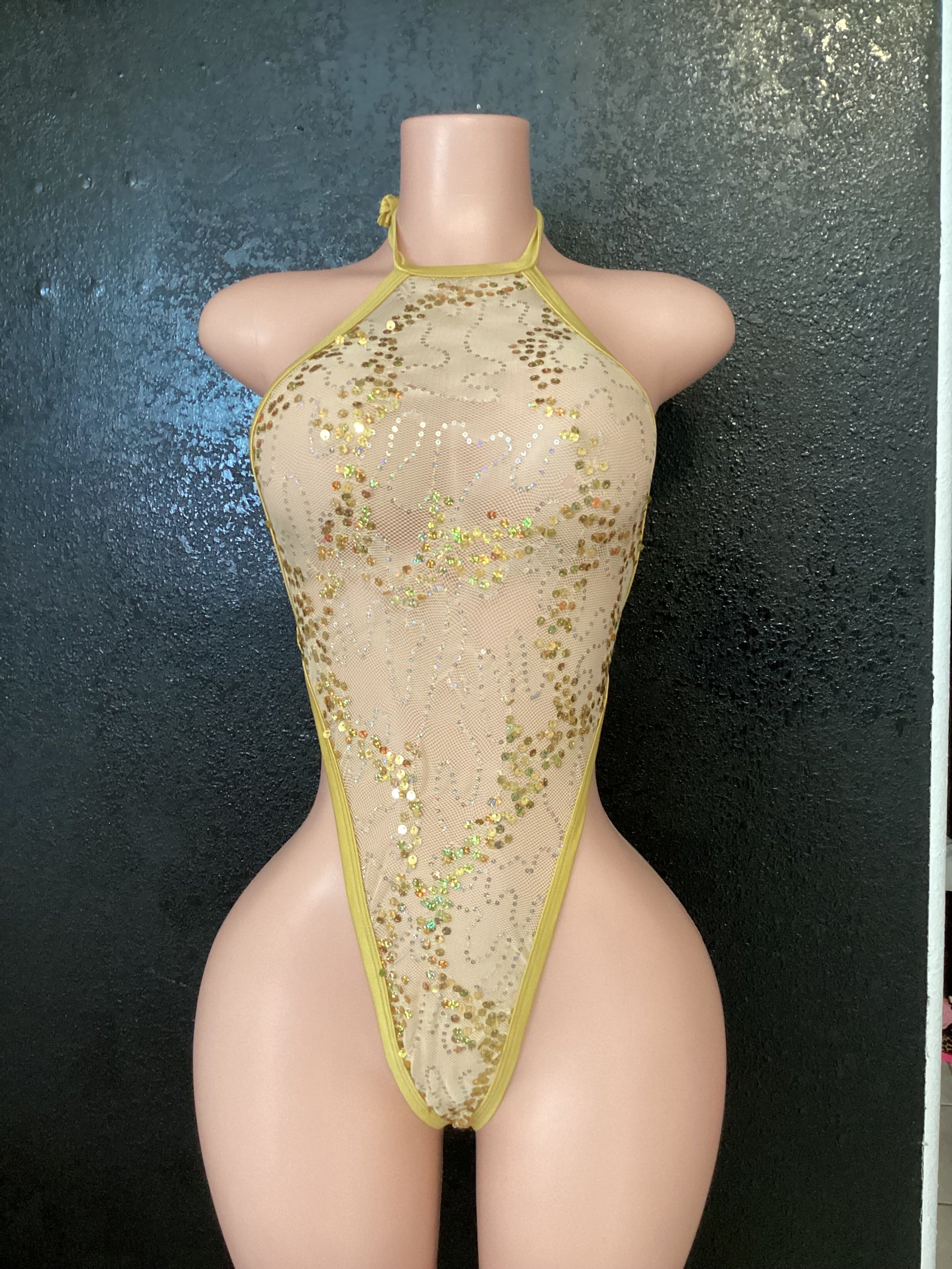 Mesh sequin one piece