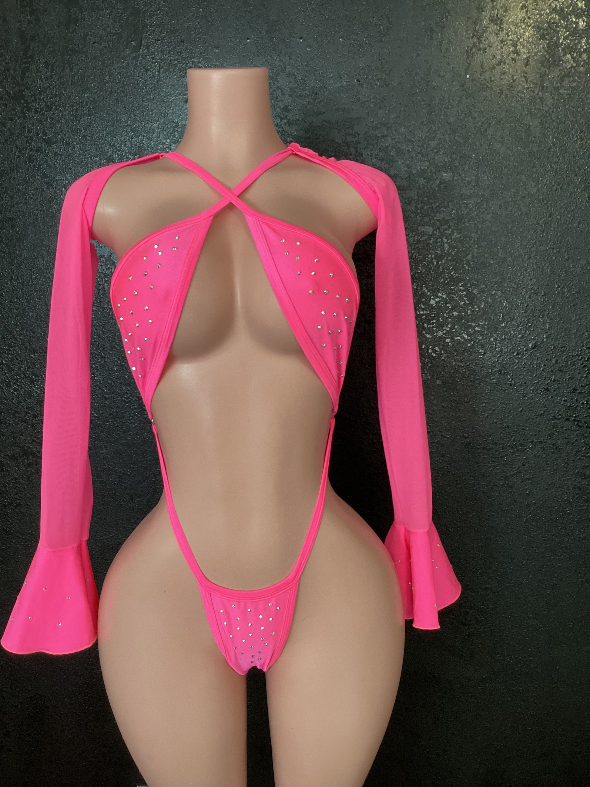 Thong sleeve one piece