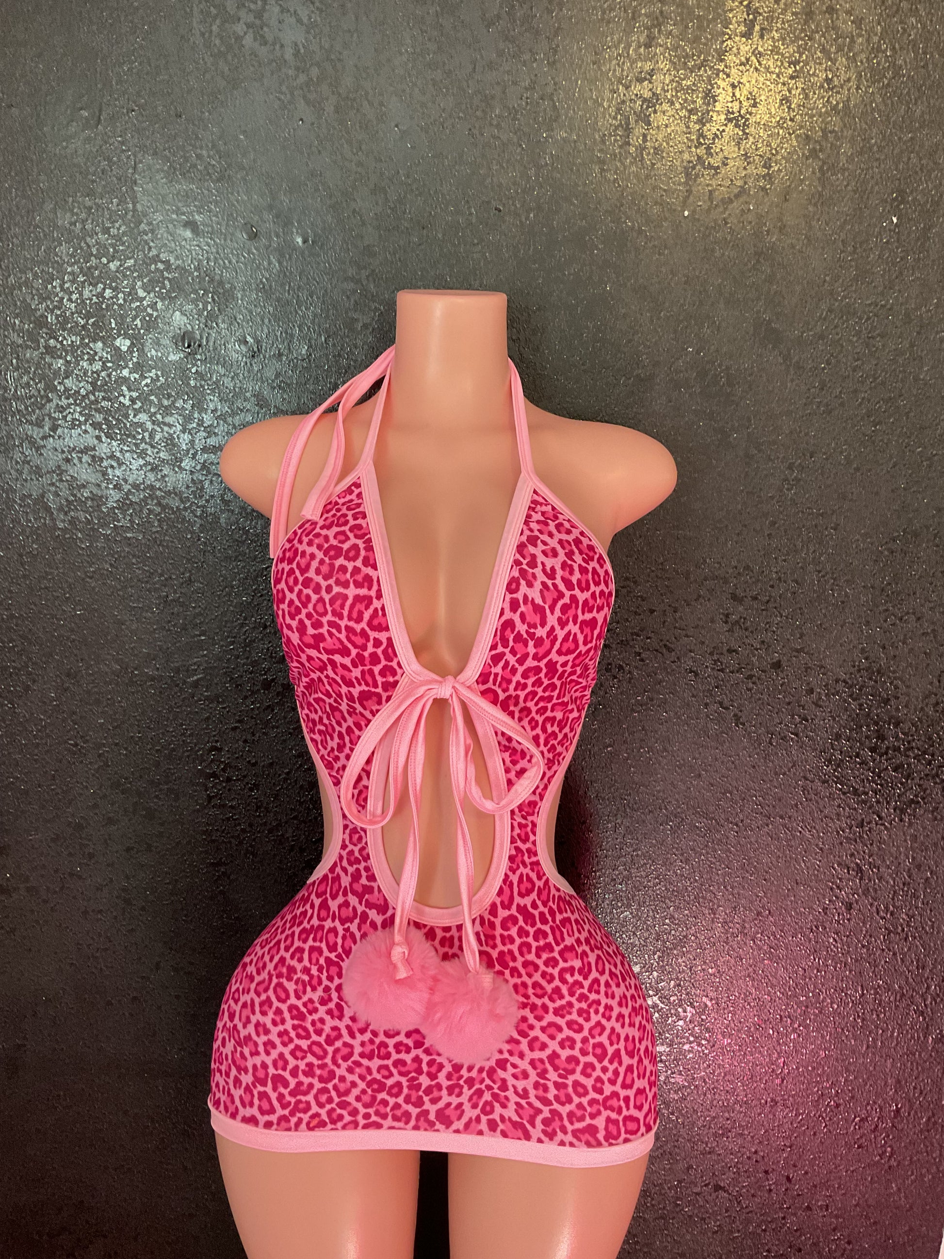 Pink leopard mini dress