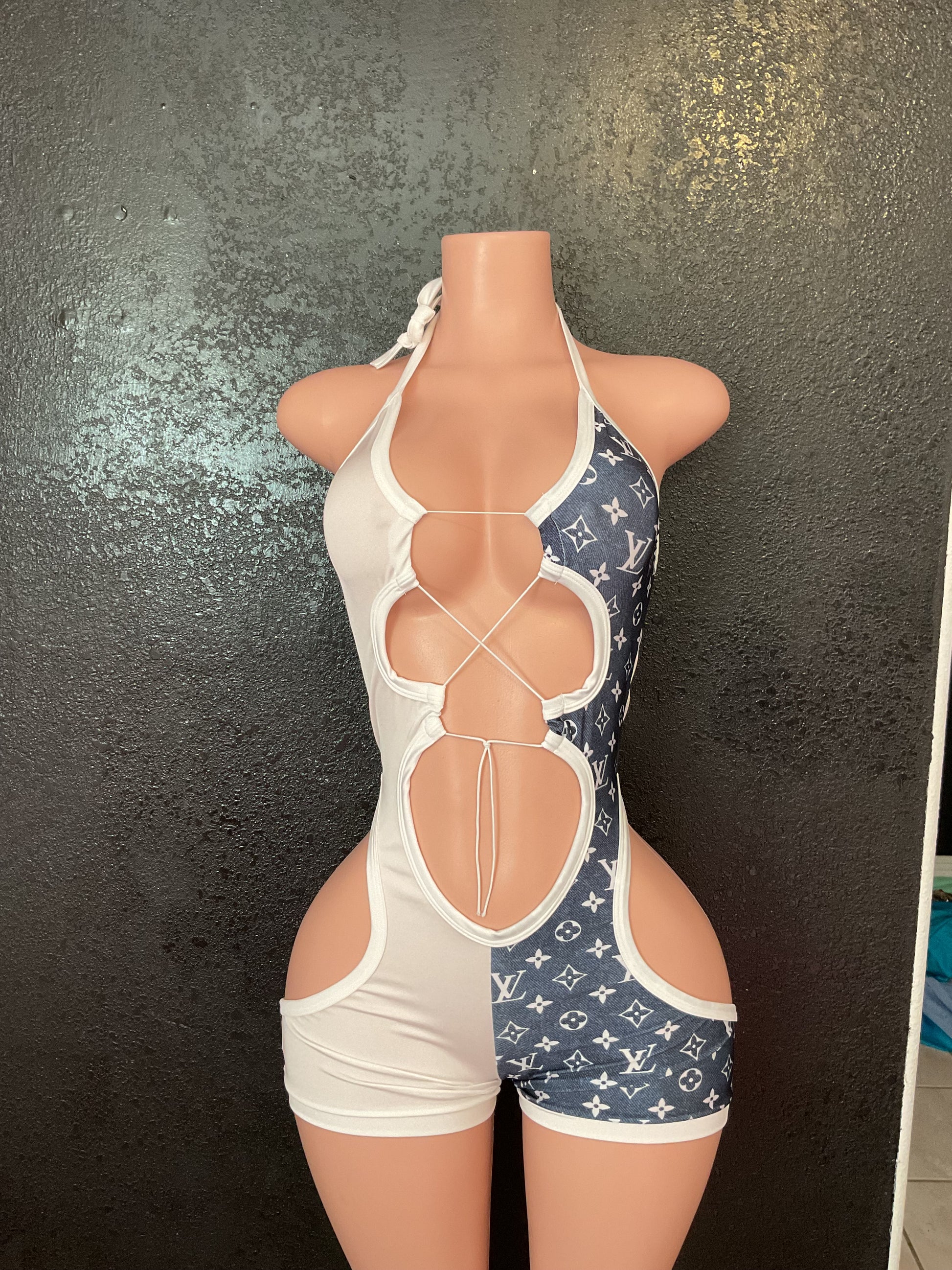 Lace up cut out romper