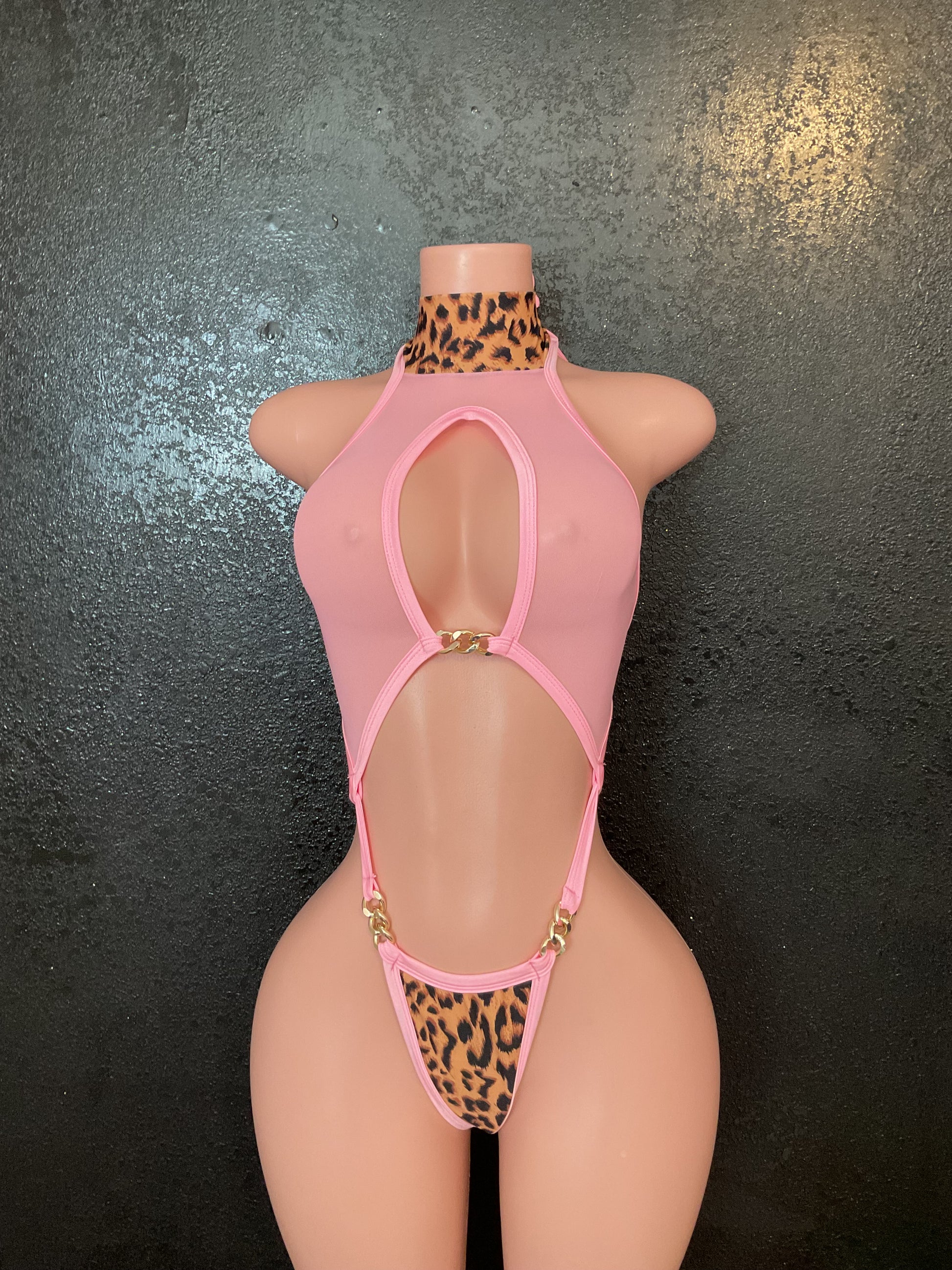 Leopard and mesh one piece