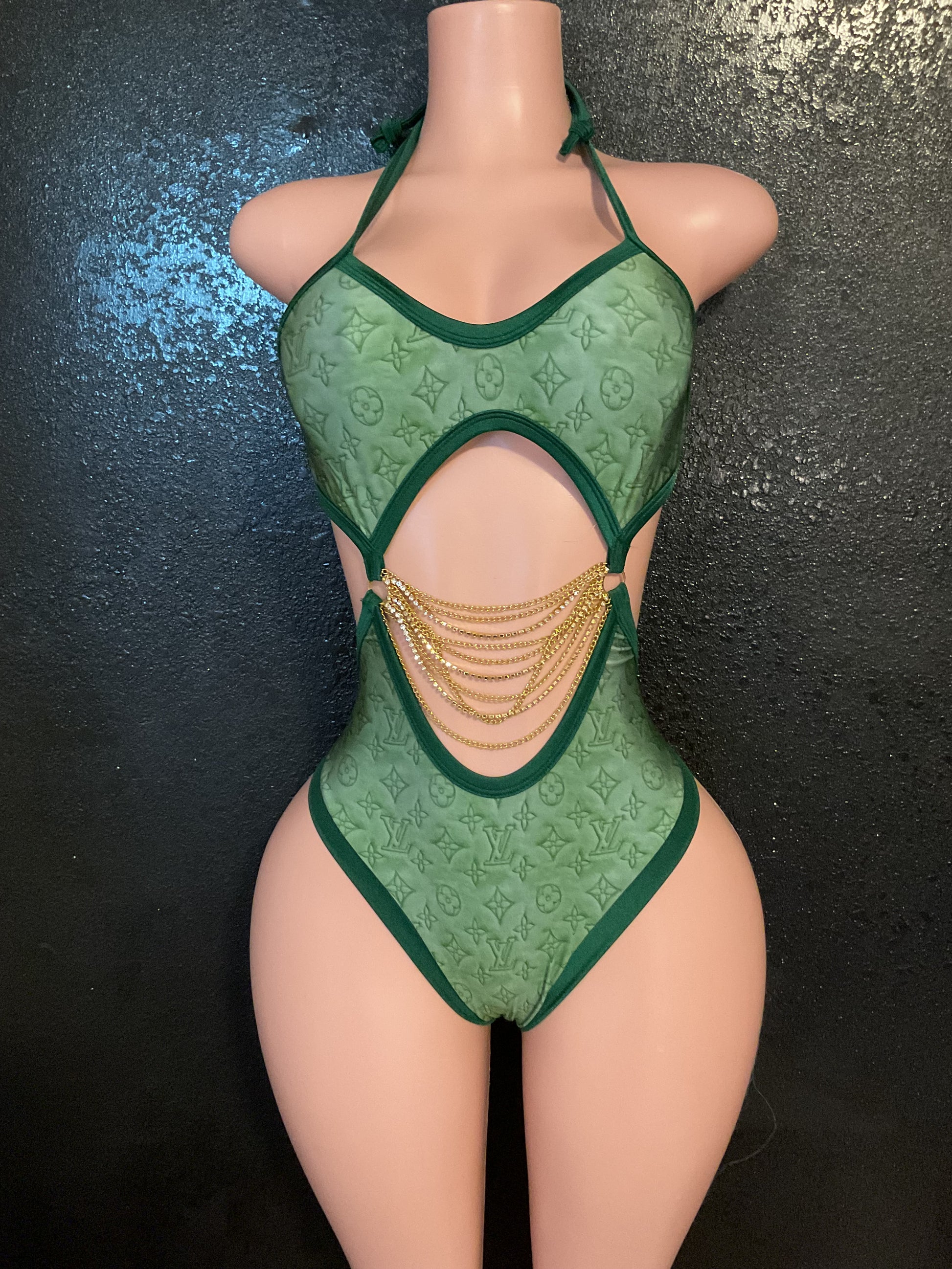 High waist thong back one piece