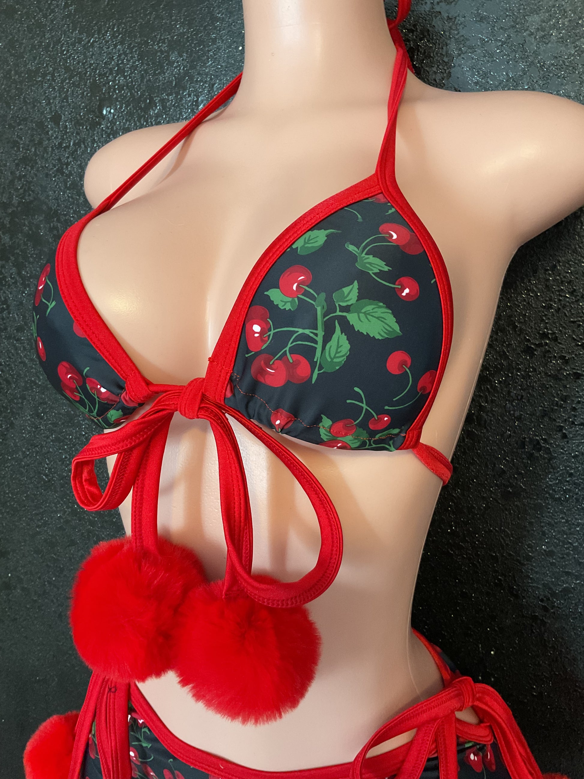 Cherry Pom Pom skirt set