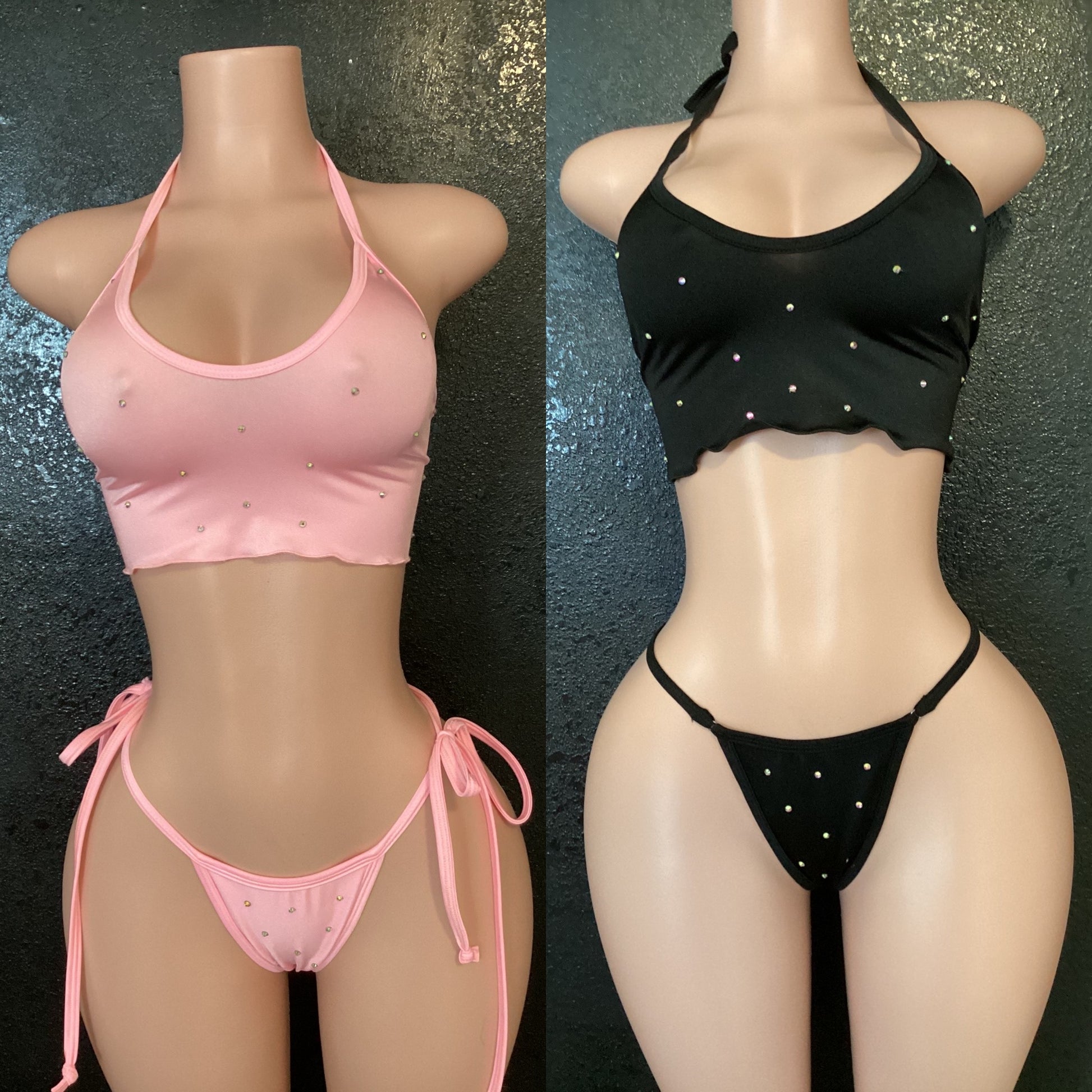 Crop top string bikini set