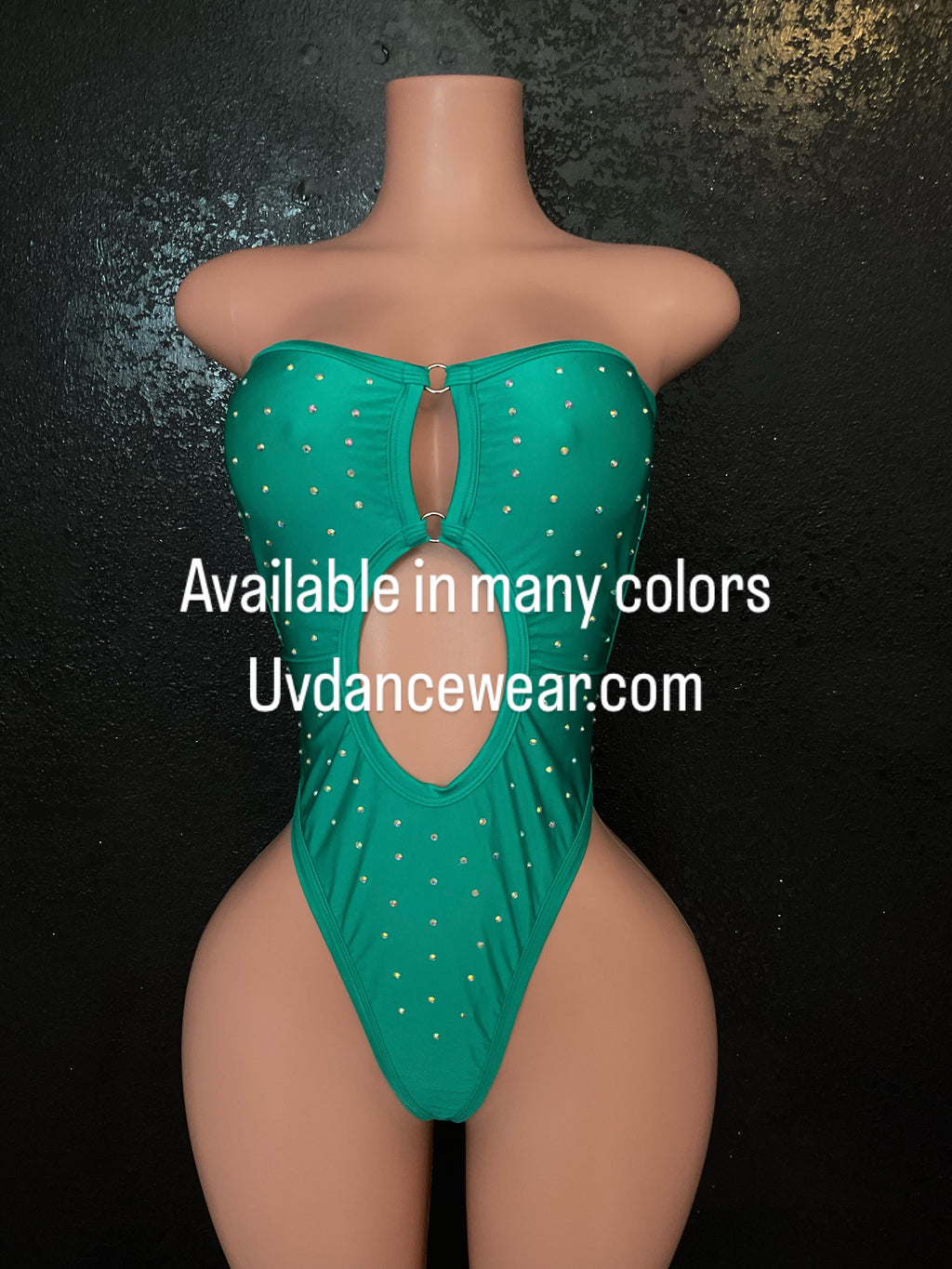 Stoned strapless g string one piece