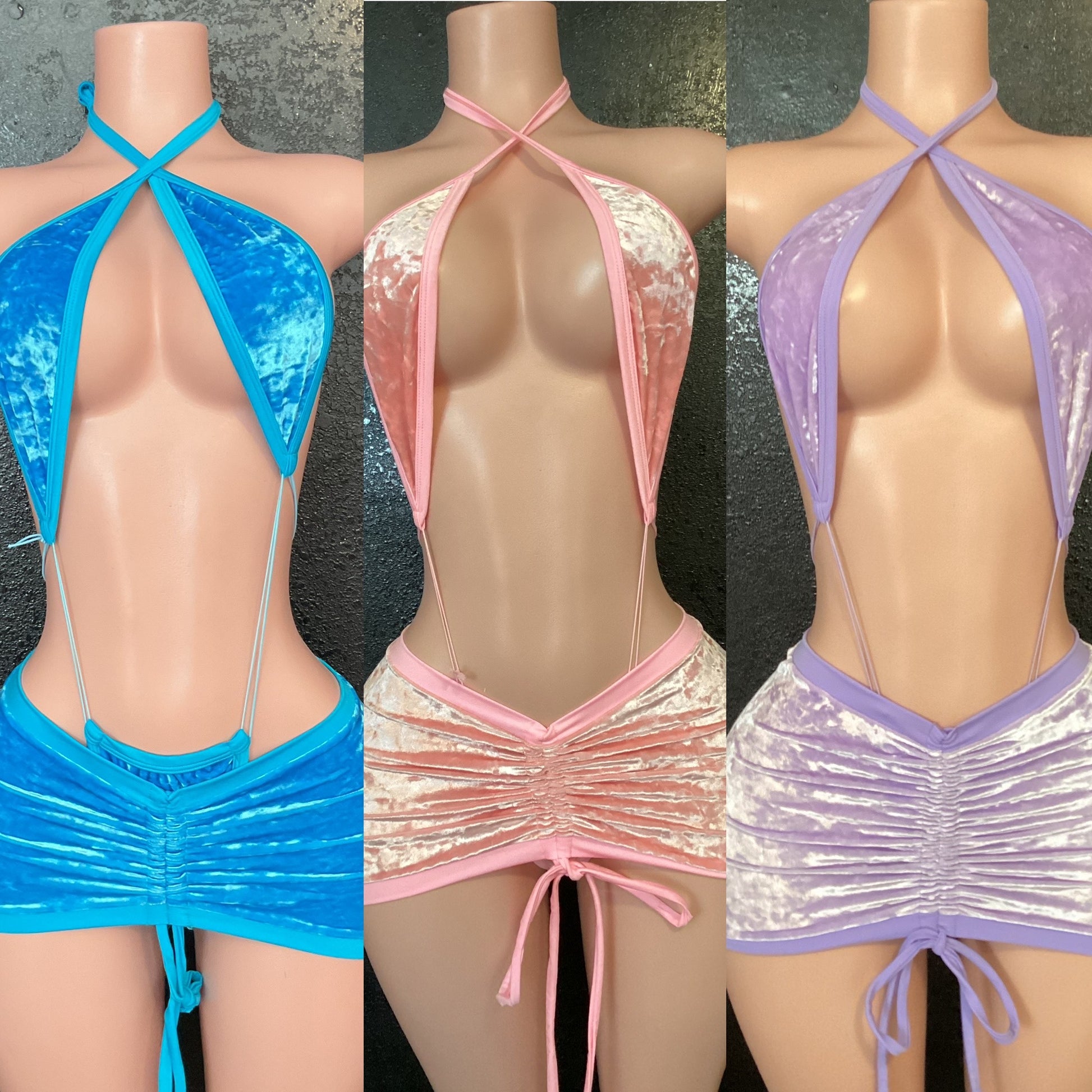 Velvet sling and skirt set