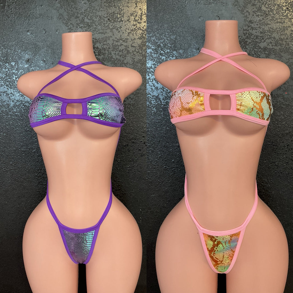 Snake velvet bikini