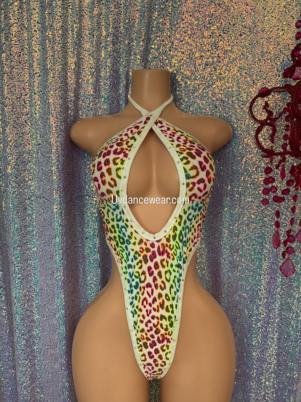 Cross front one piece neon animal