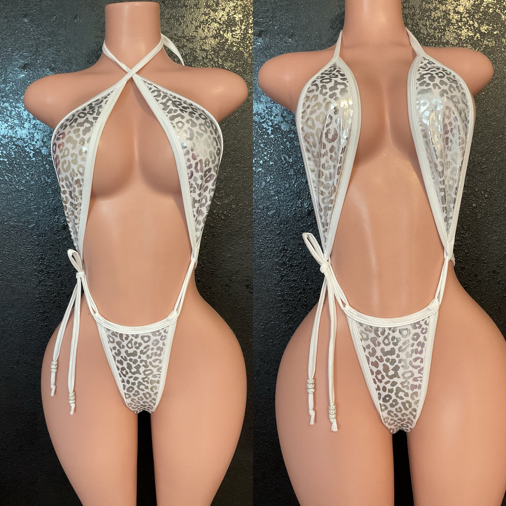Leopard sling thong