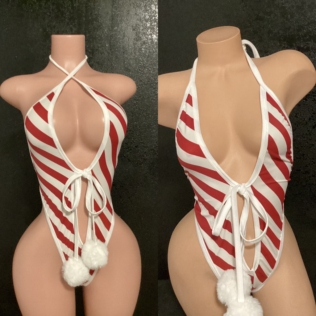 Candy cane holiday one piece