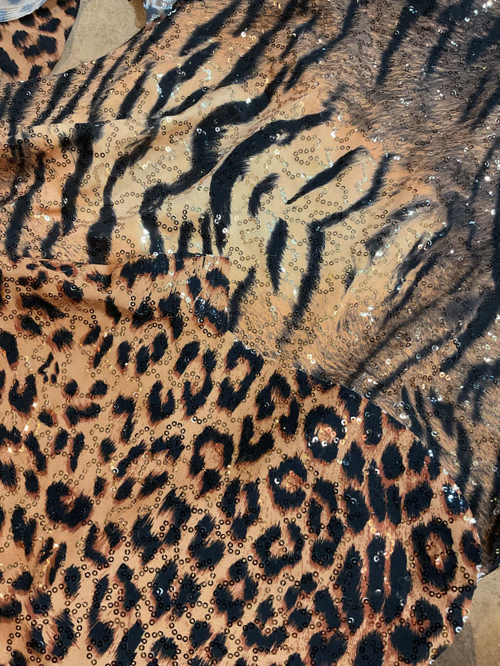 Tiger or leopard sequin one piece