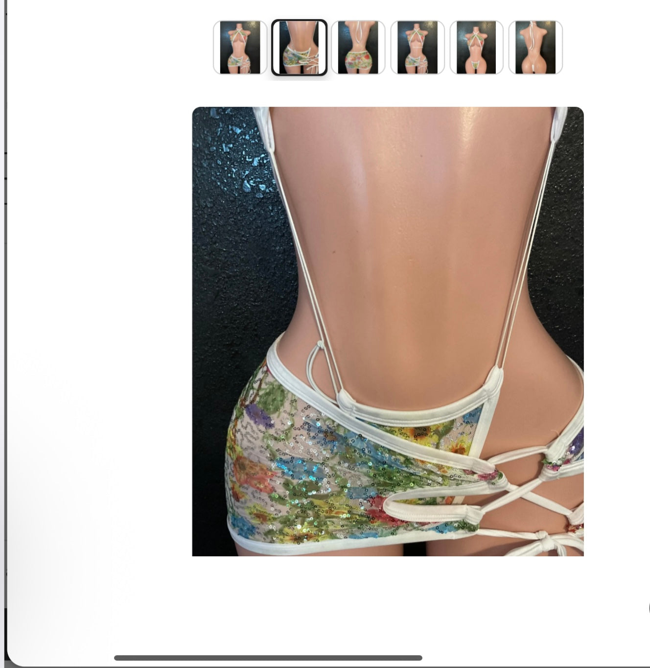 Sequin mesh floral skirt and sling
