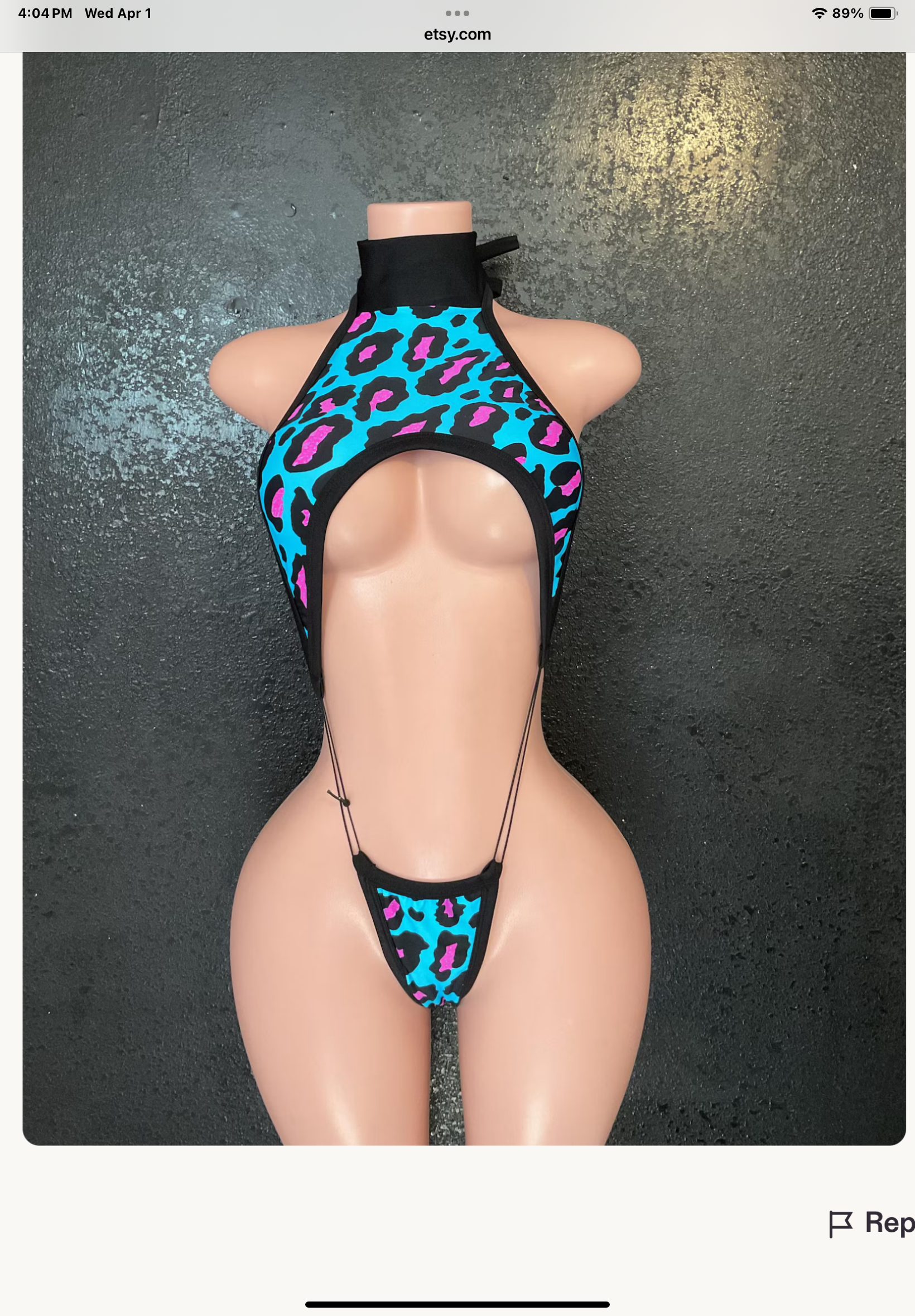 Blue leopard sling one Piece