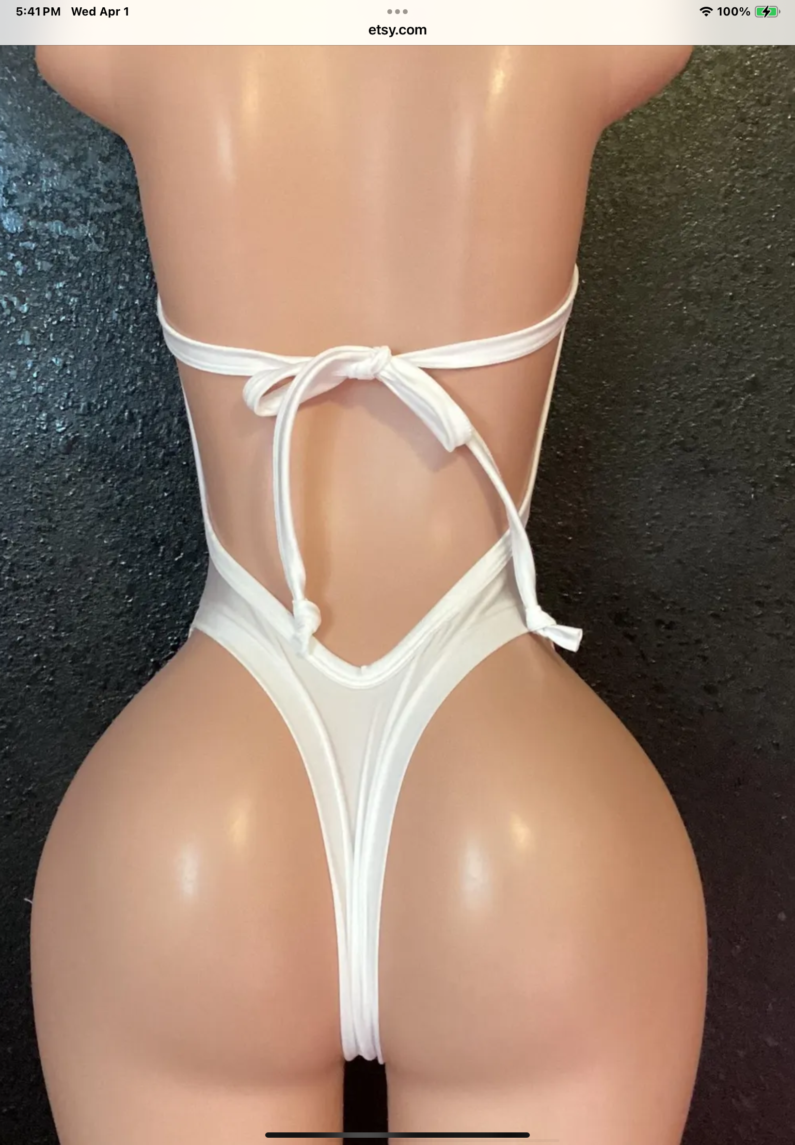 One piece high neck collar thong
