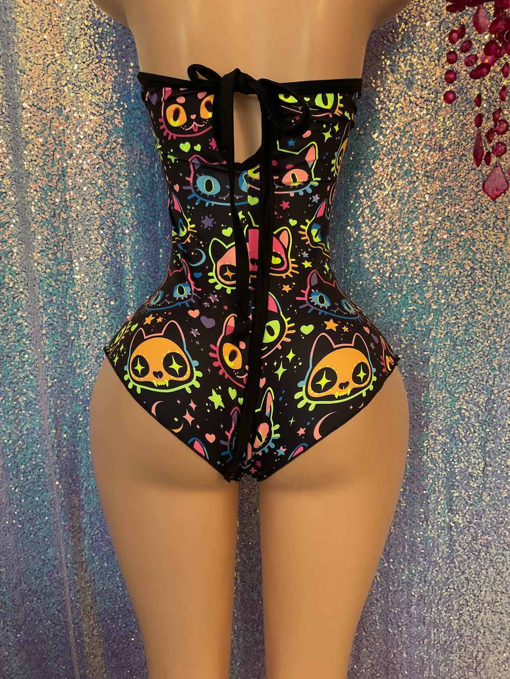 Neon cats cheeky one piece
