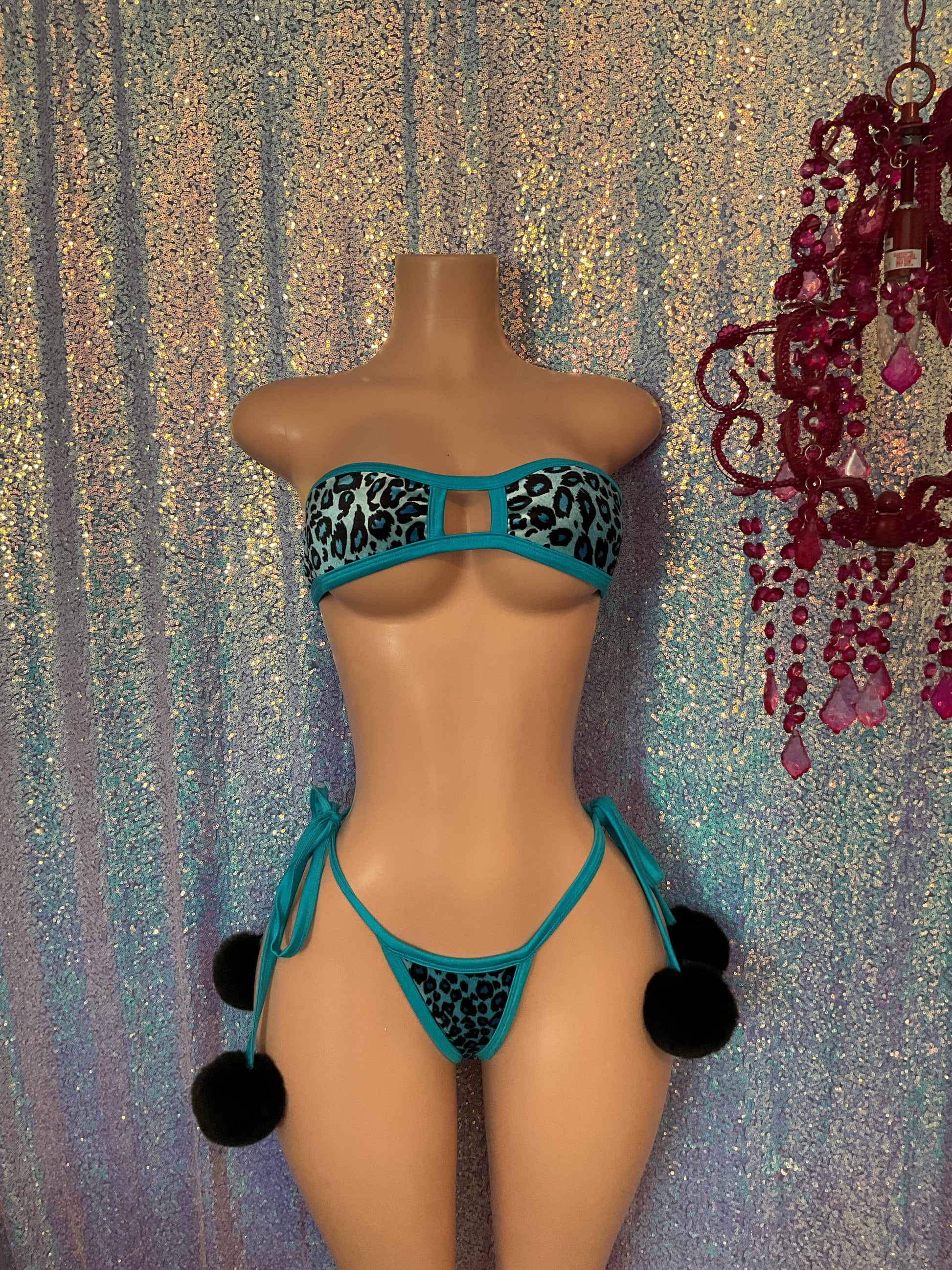 Velvet leopard g string bikini