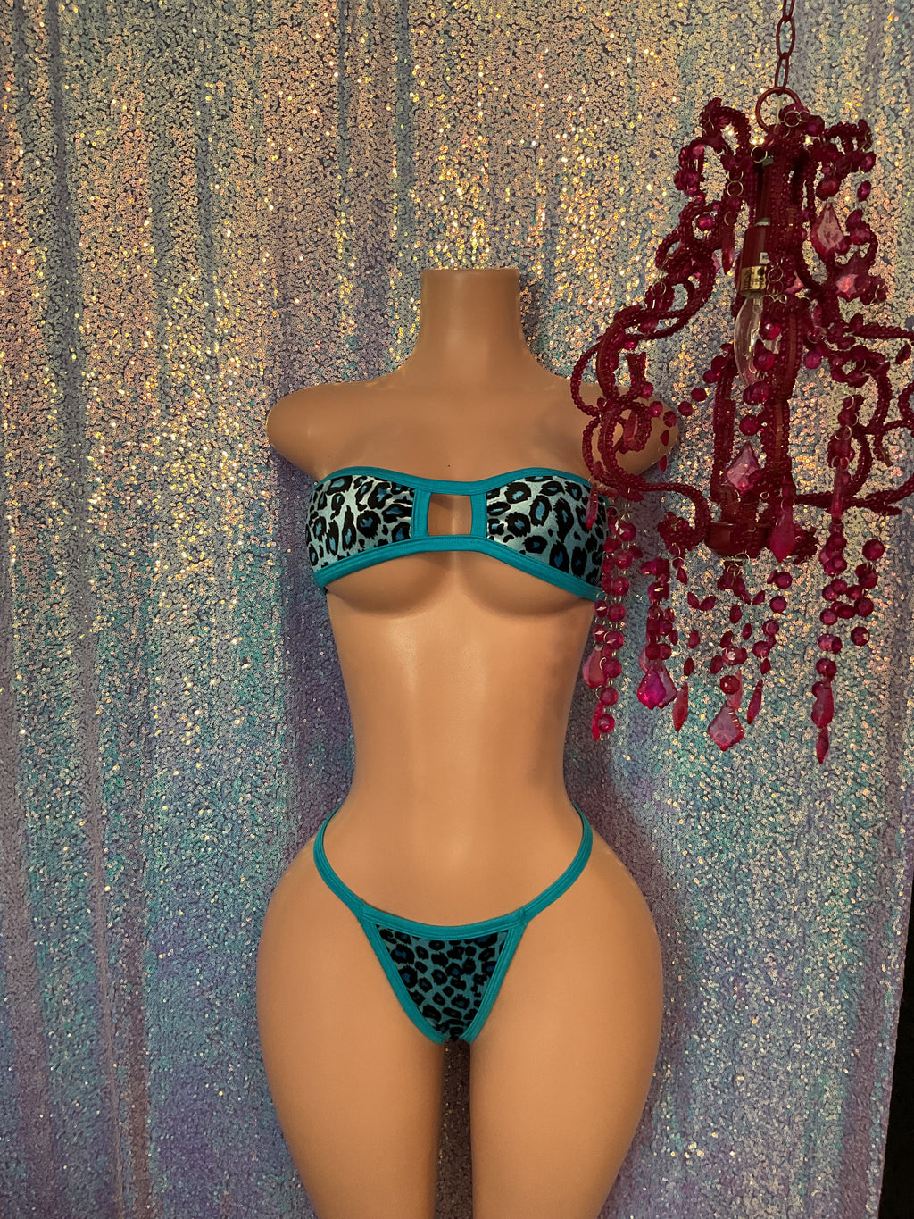Velvet leopard g string bikini