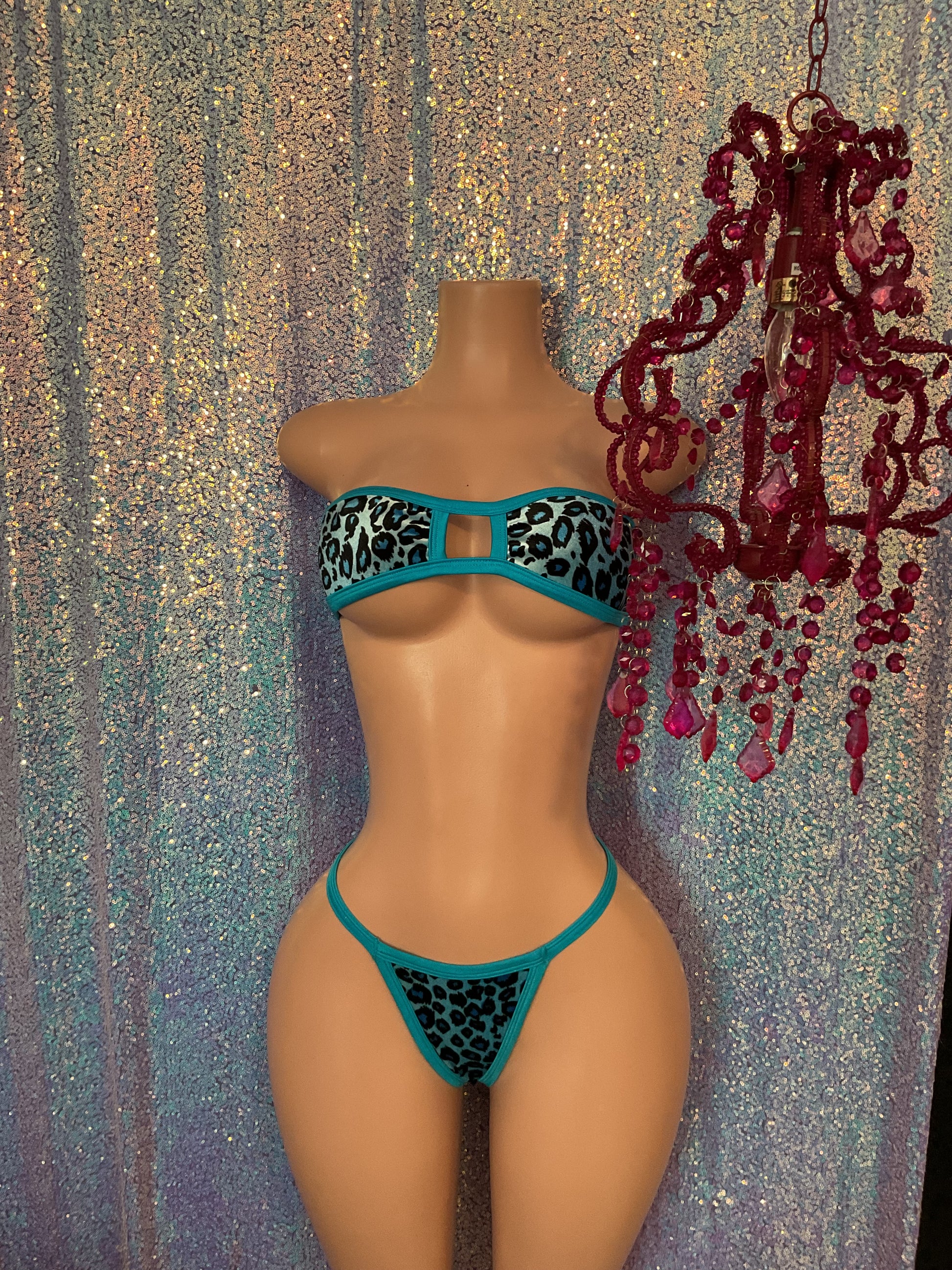 Velvet leopard g string bikini
