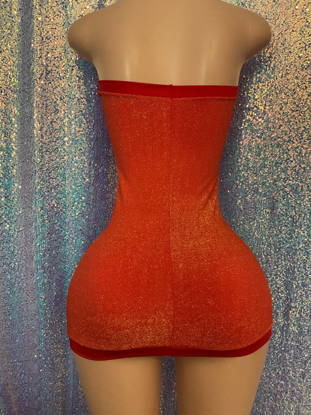 Shimmer red body con dress