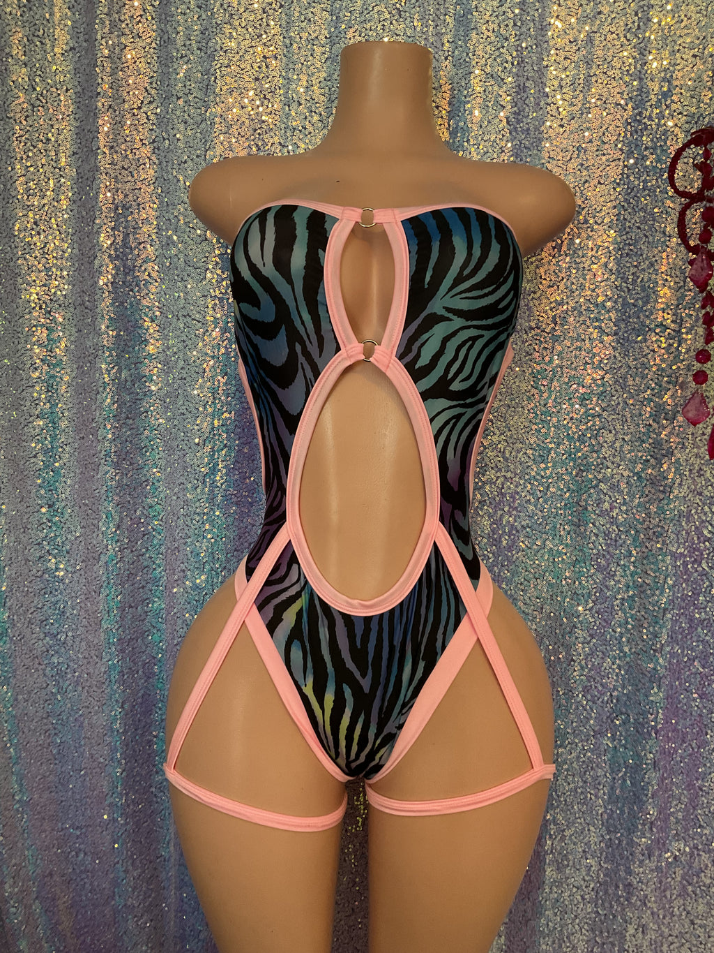 Thong one piece attached garters
