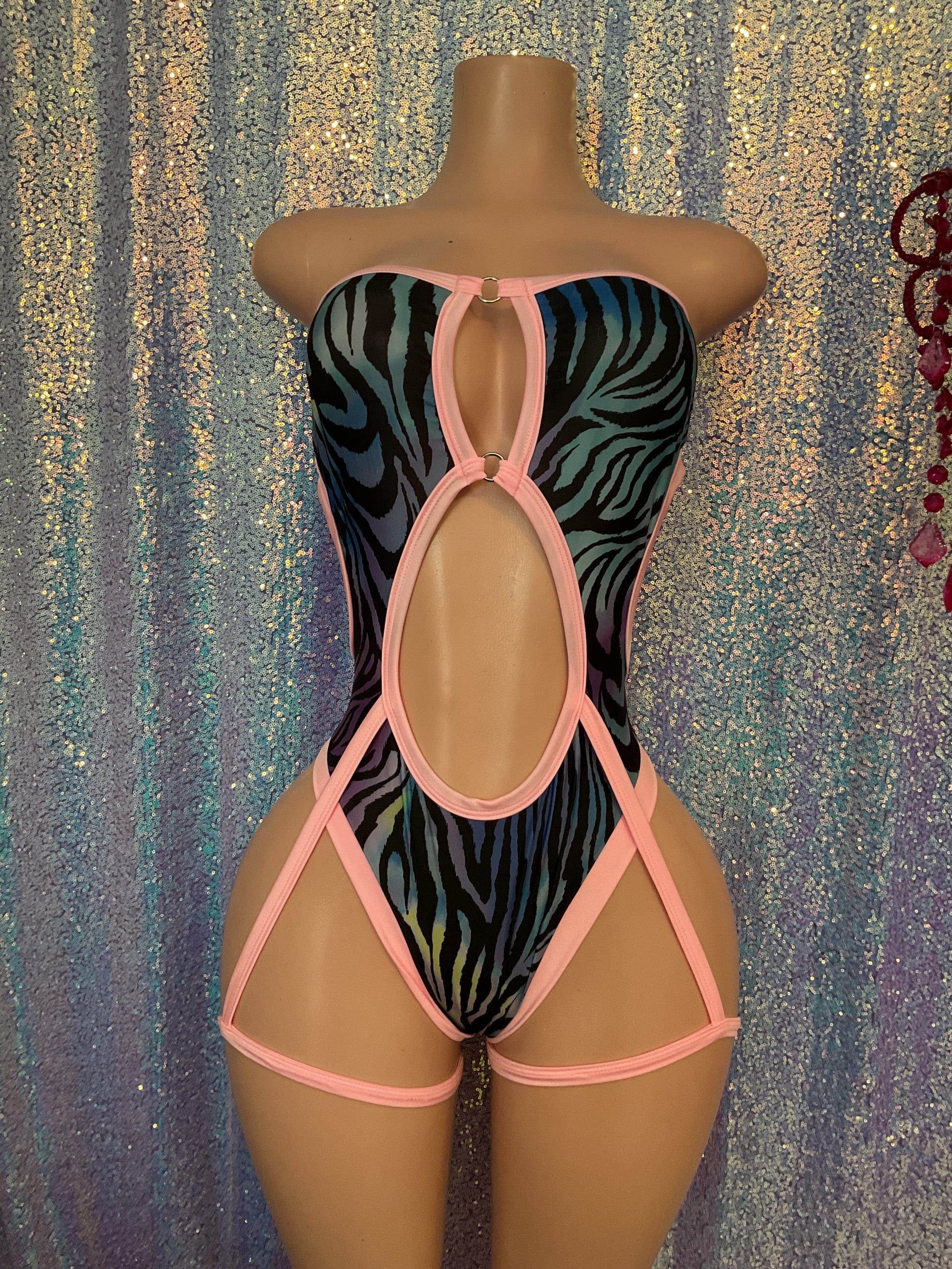 Thong one piece attached garters