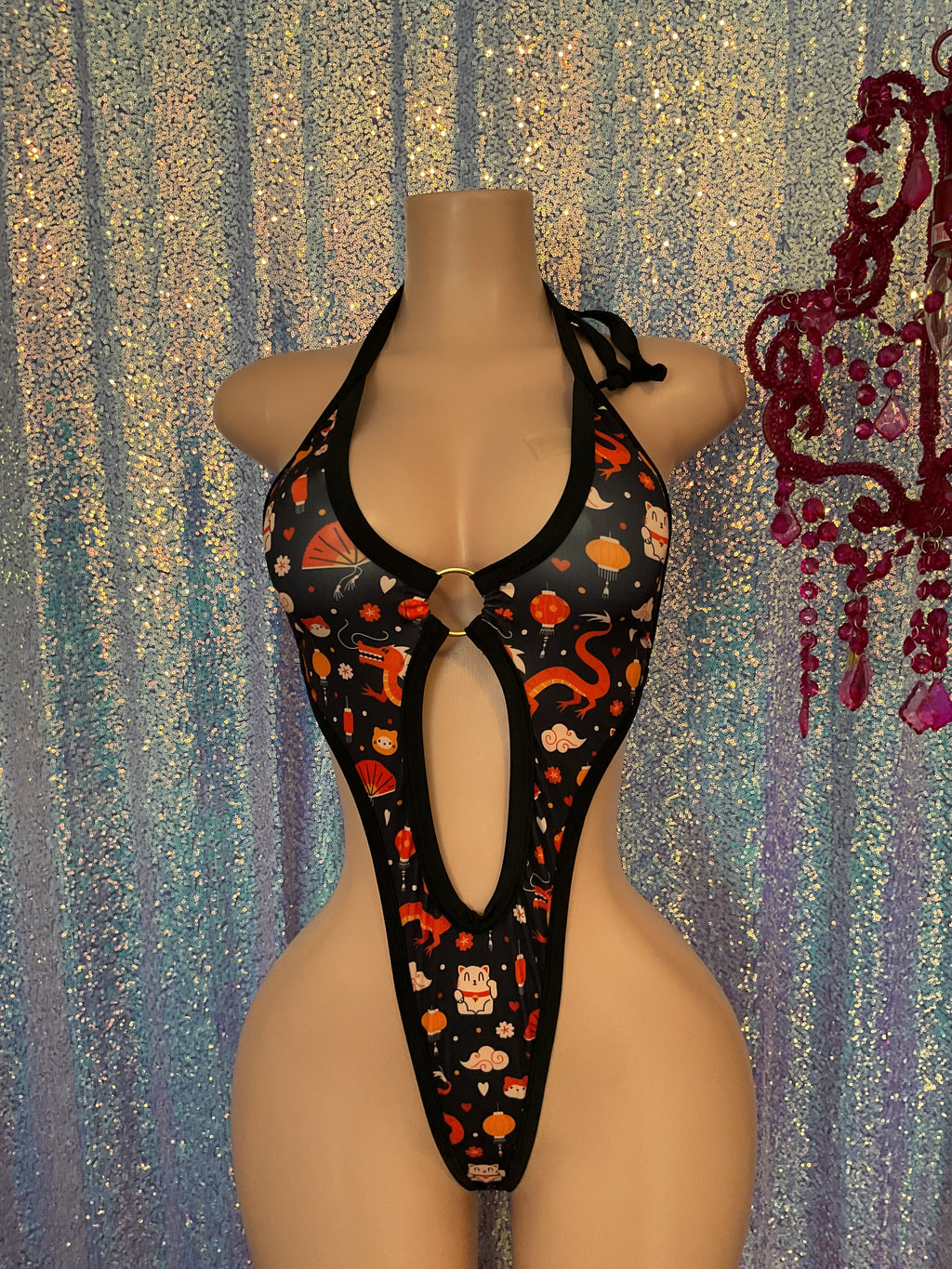 Body suit and sarong dragon kitty kawaii