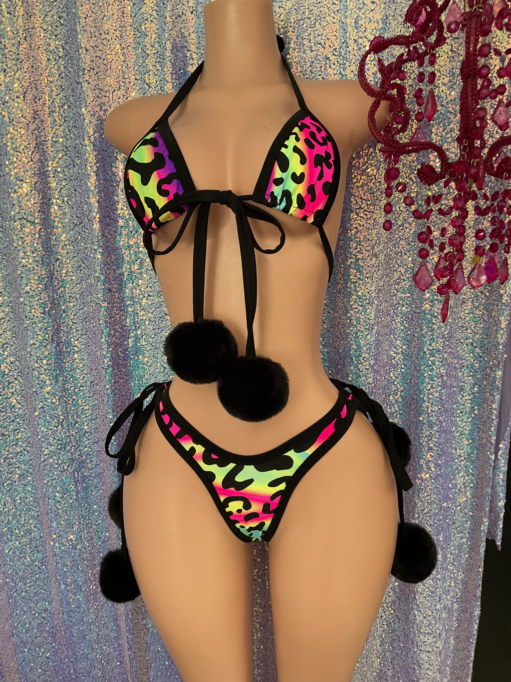 Neon animal thong or booty shorts set