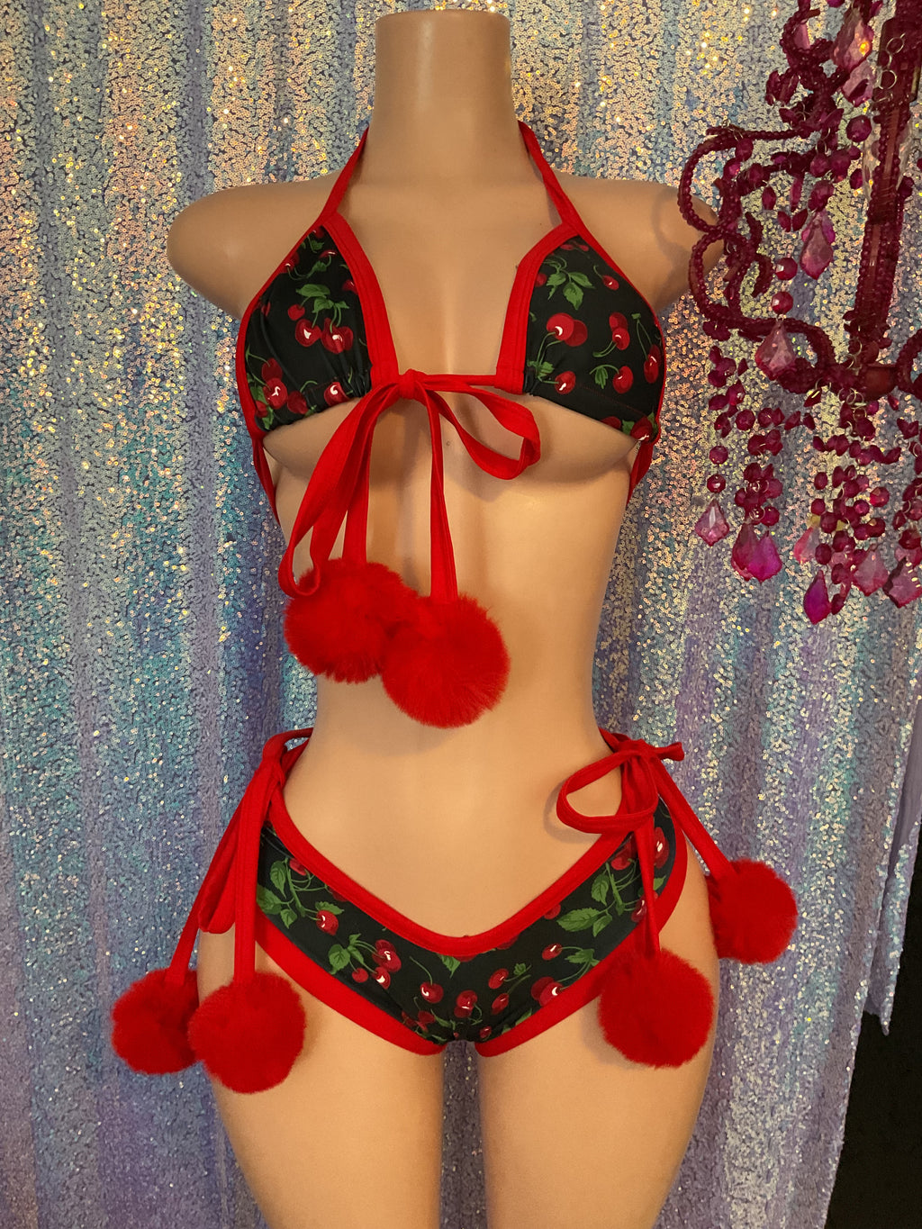 Cherry booty short set