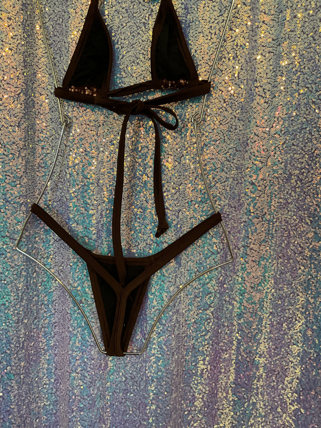 Velvet g string bikini and sarong skirt