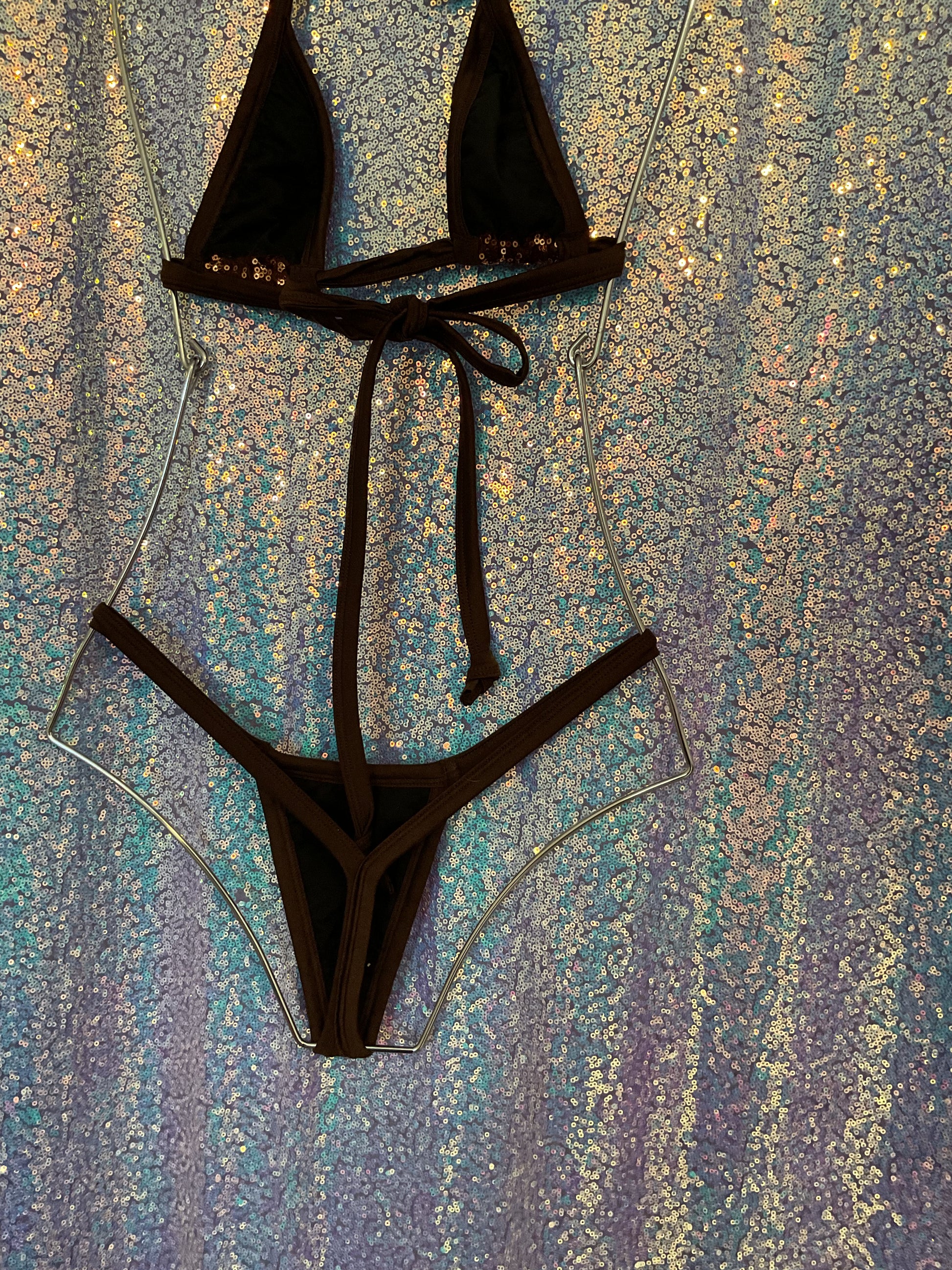 Velvet g string bikini and sarong skirt