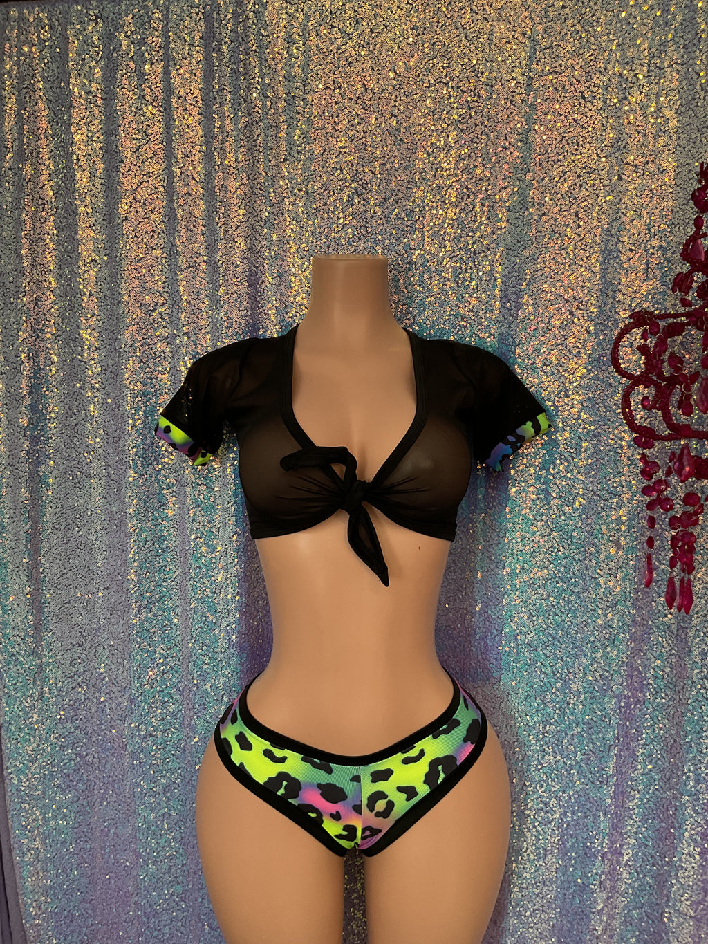 Tie top and booty shorts set