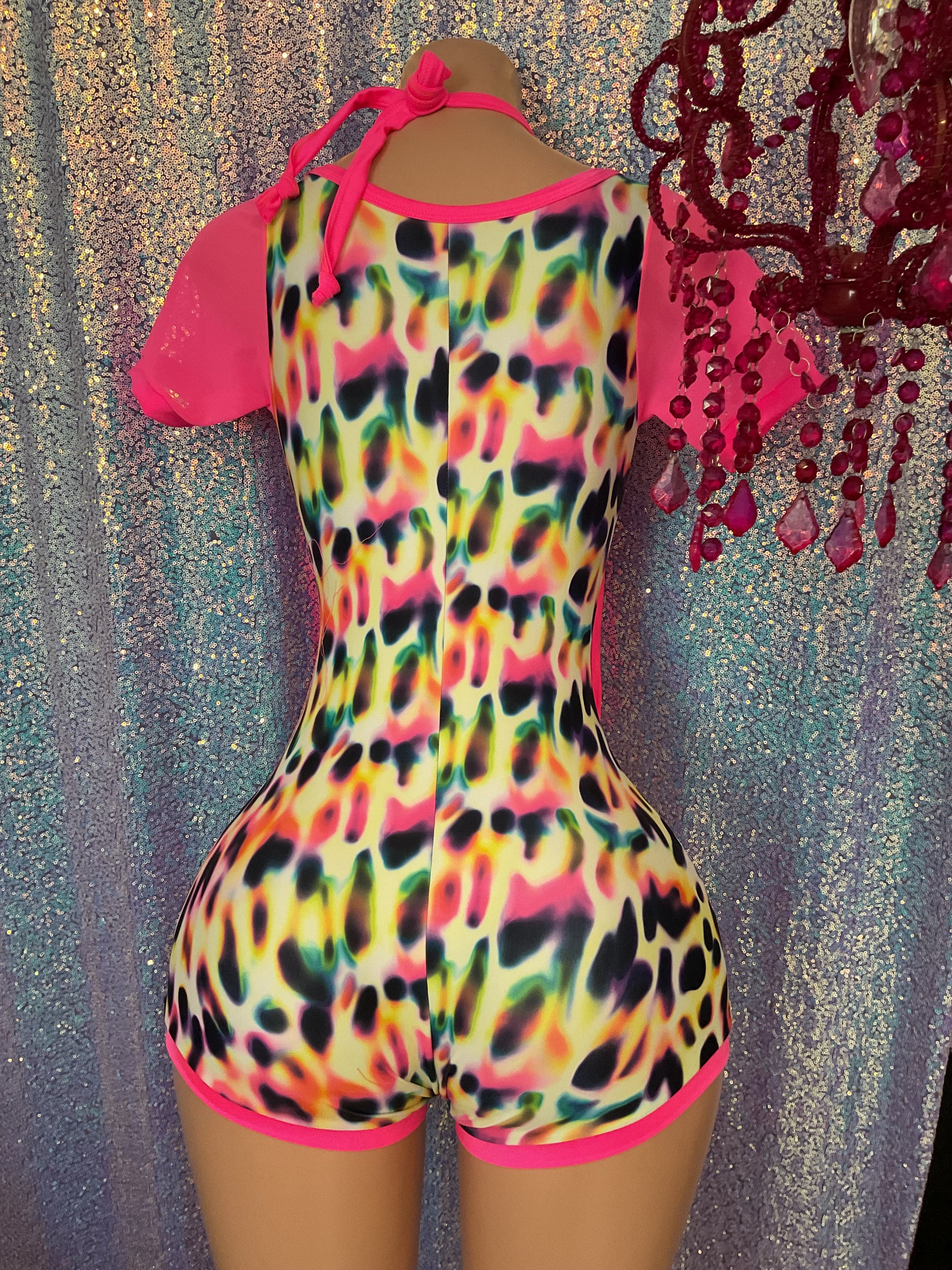 Lace up booty shorts one piece