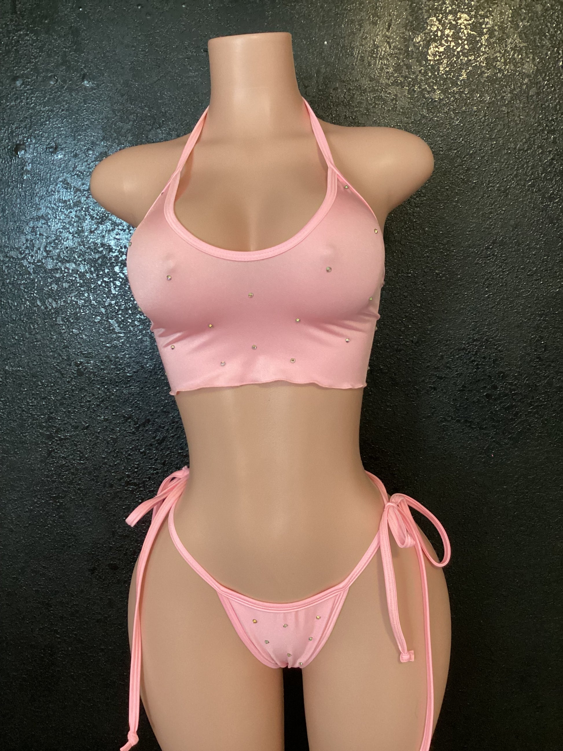 Crop top string bikini set