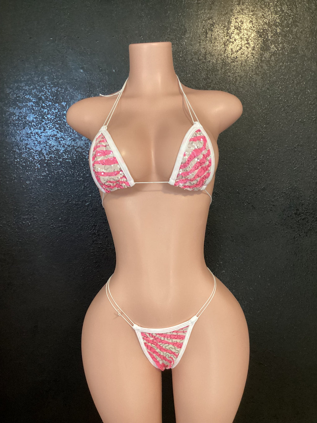 Sequin mesh zebra micro