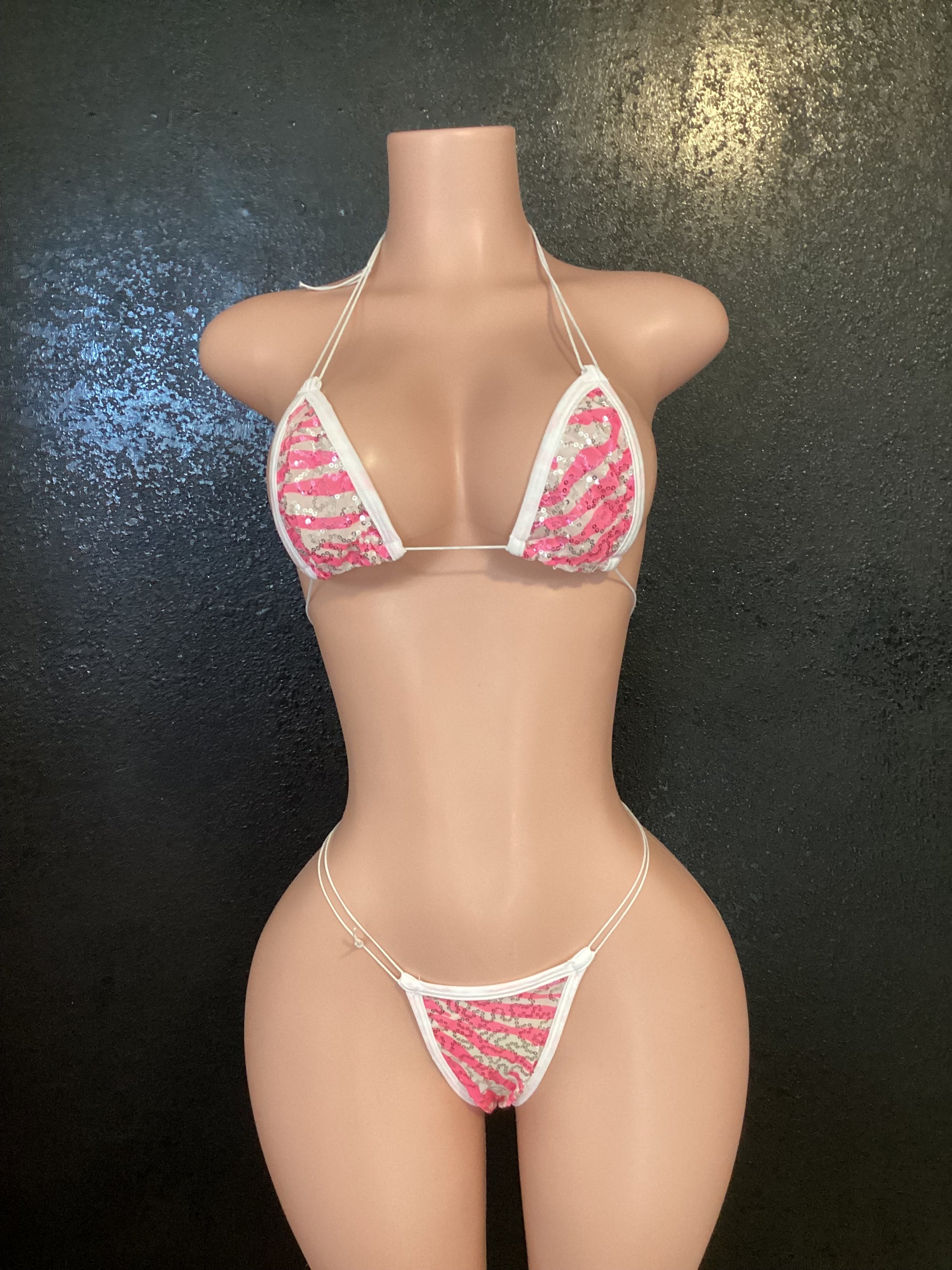 Sequin mesh zebra micro