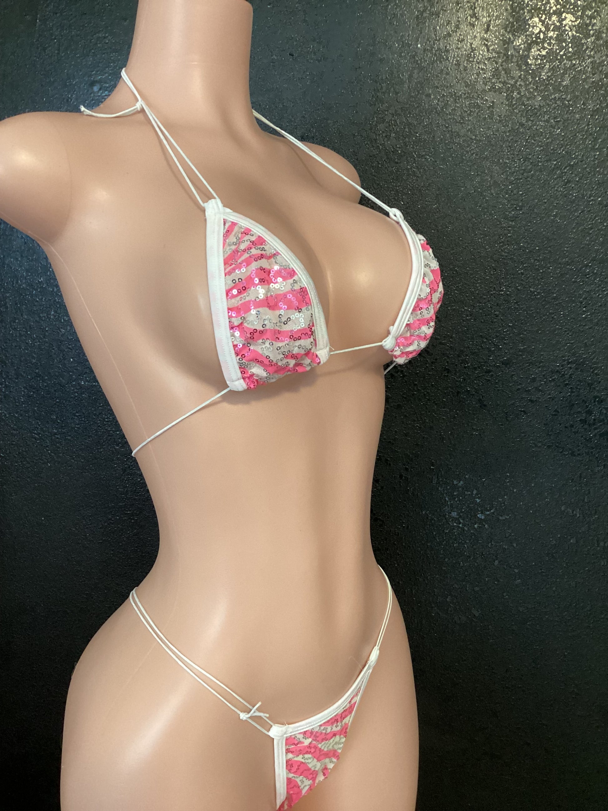 Sequin mesh zebra micro