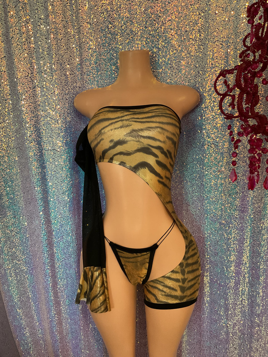Tiger cut out bodysuit