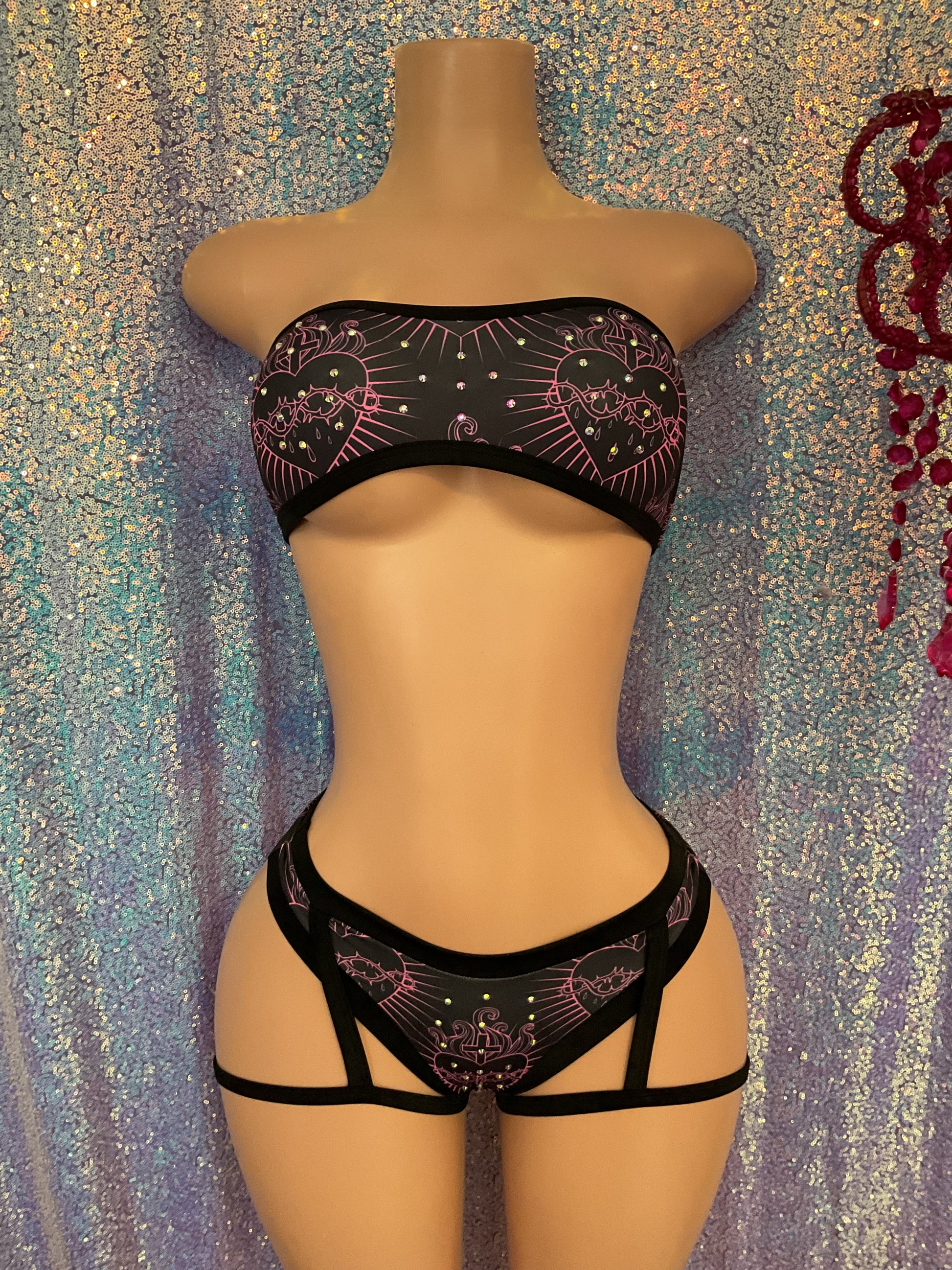 Sacred heart garter panty set