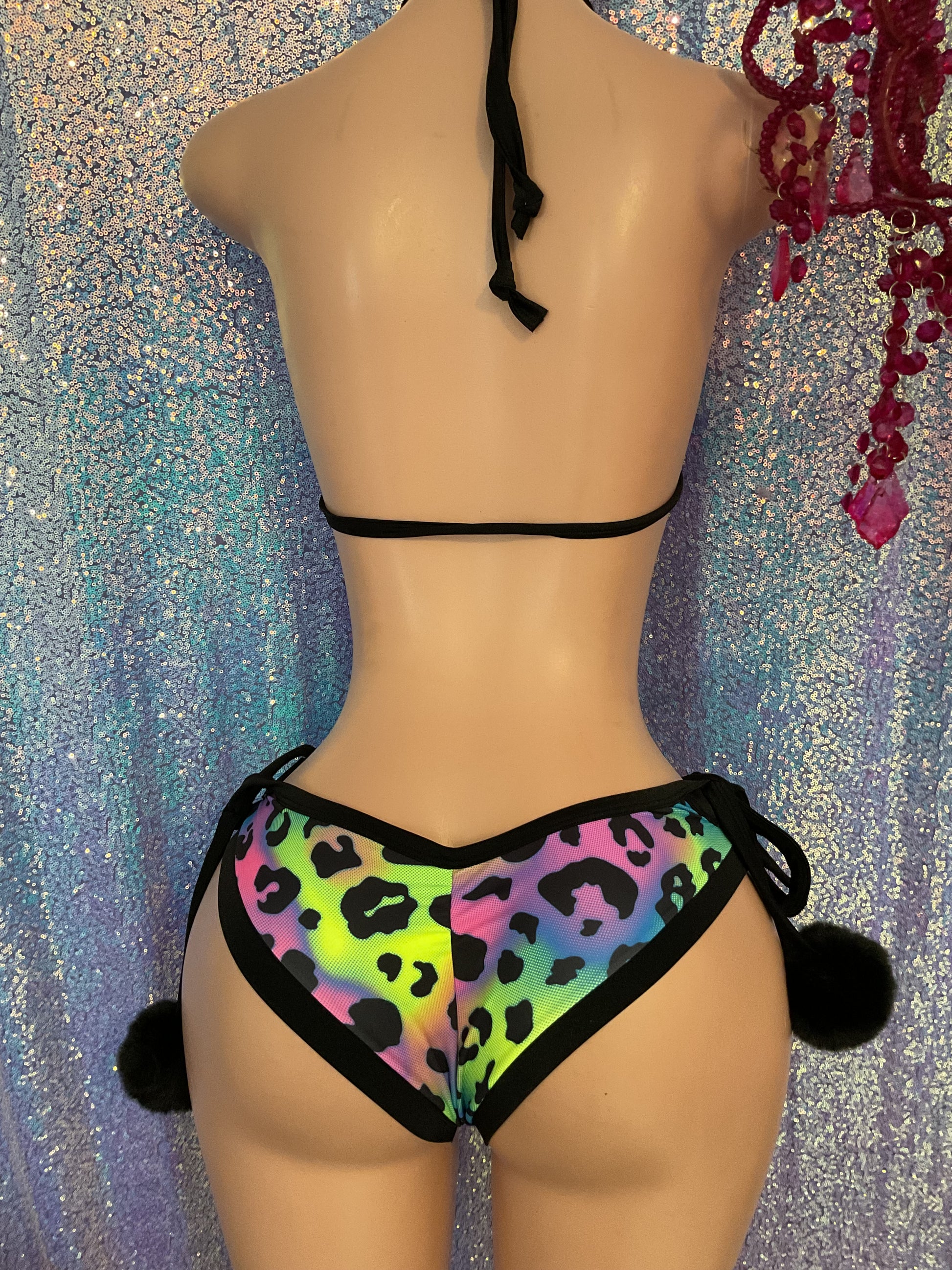 Neon animal booty shorts set