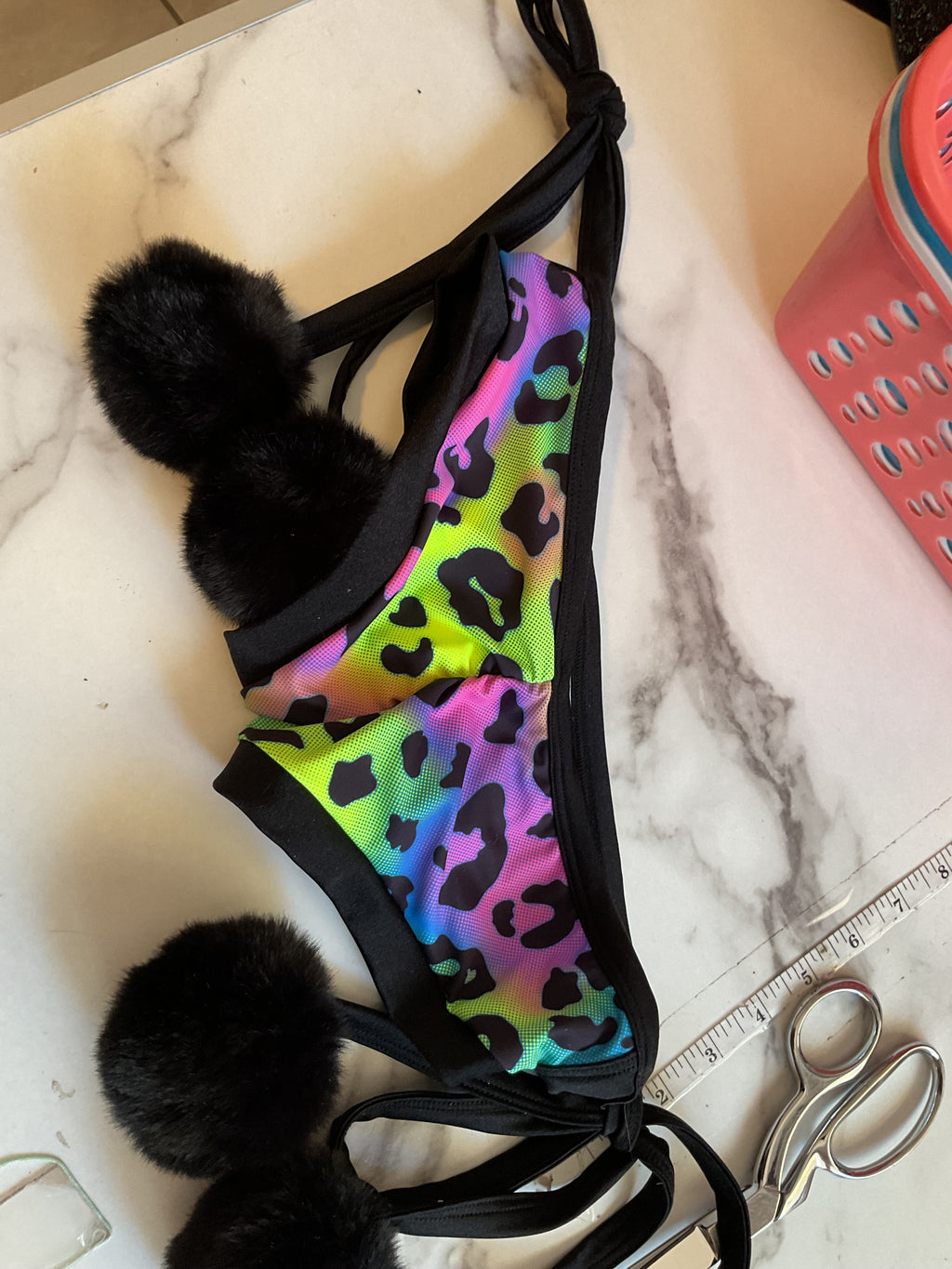 Neon animal booty shorts set
