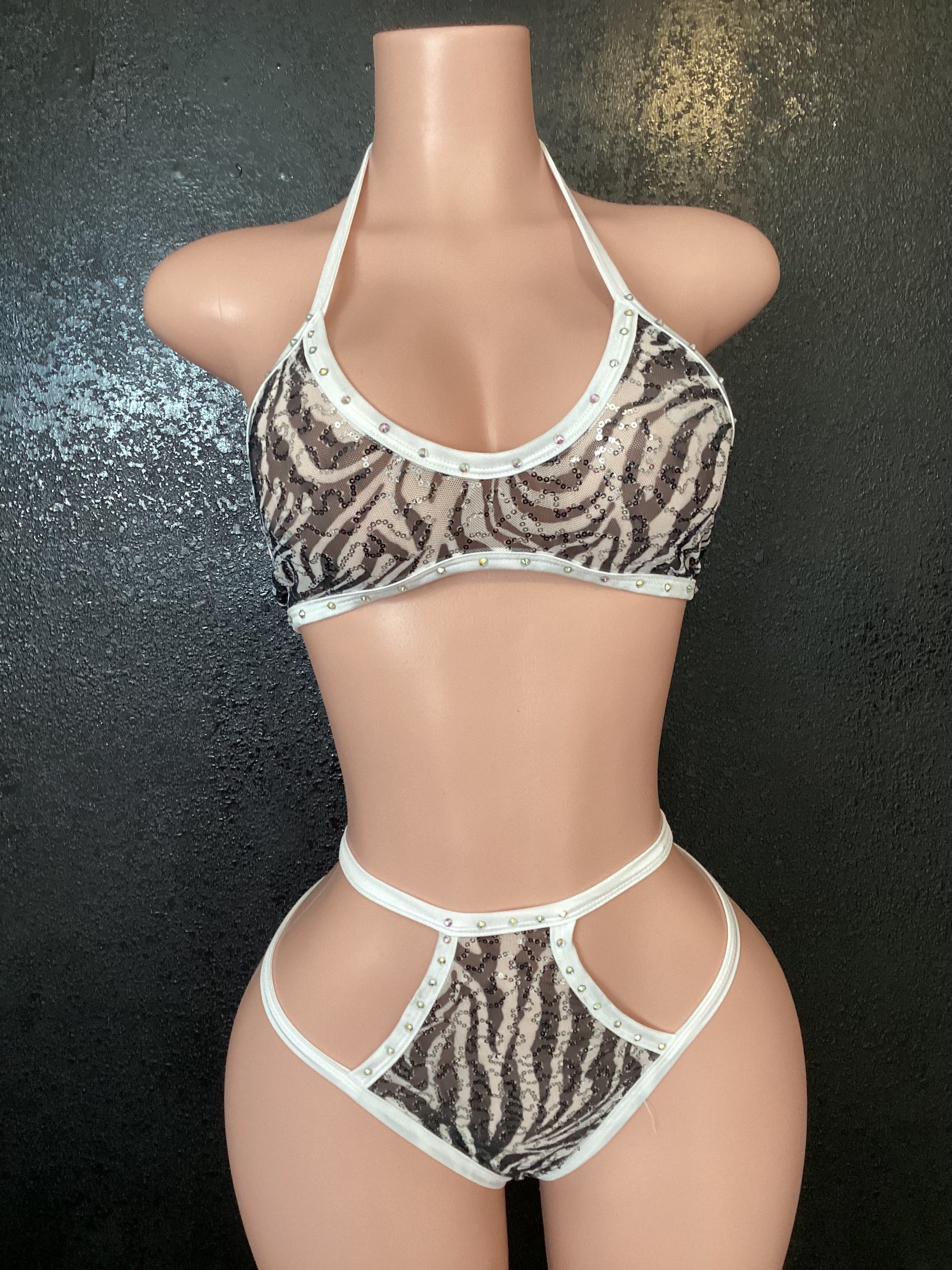 High waist sequin mesh
