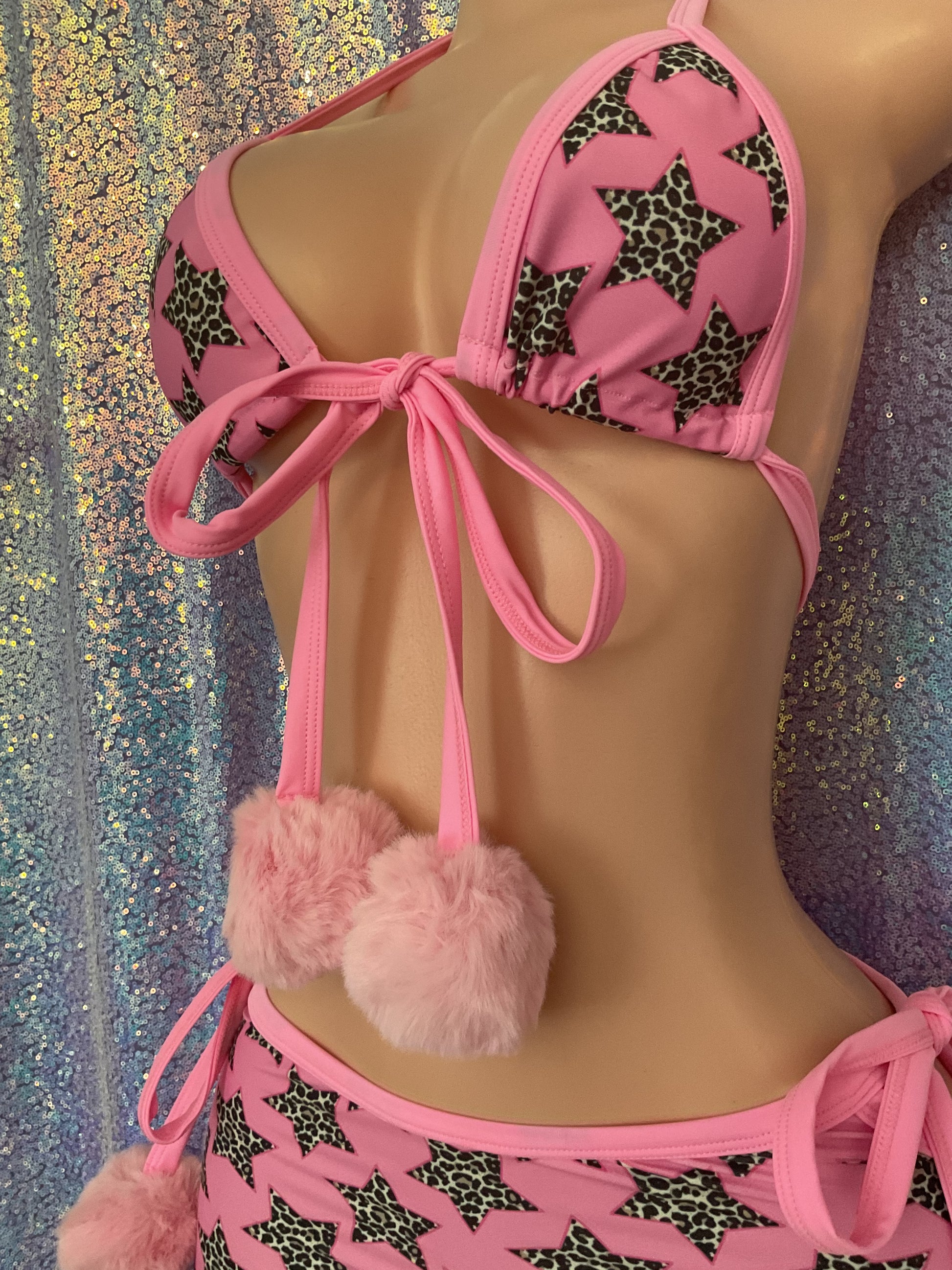 Leopard stars mini skirt set