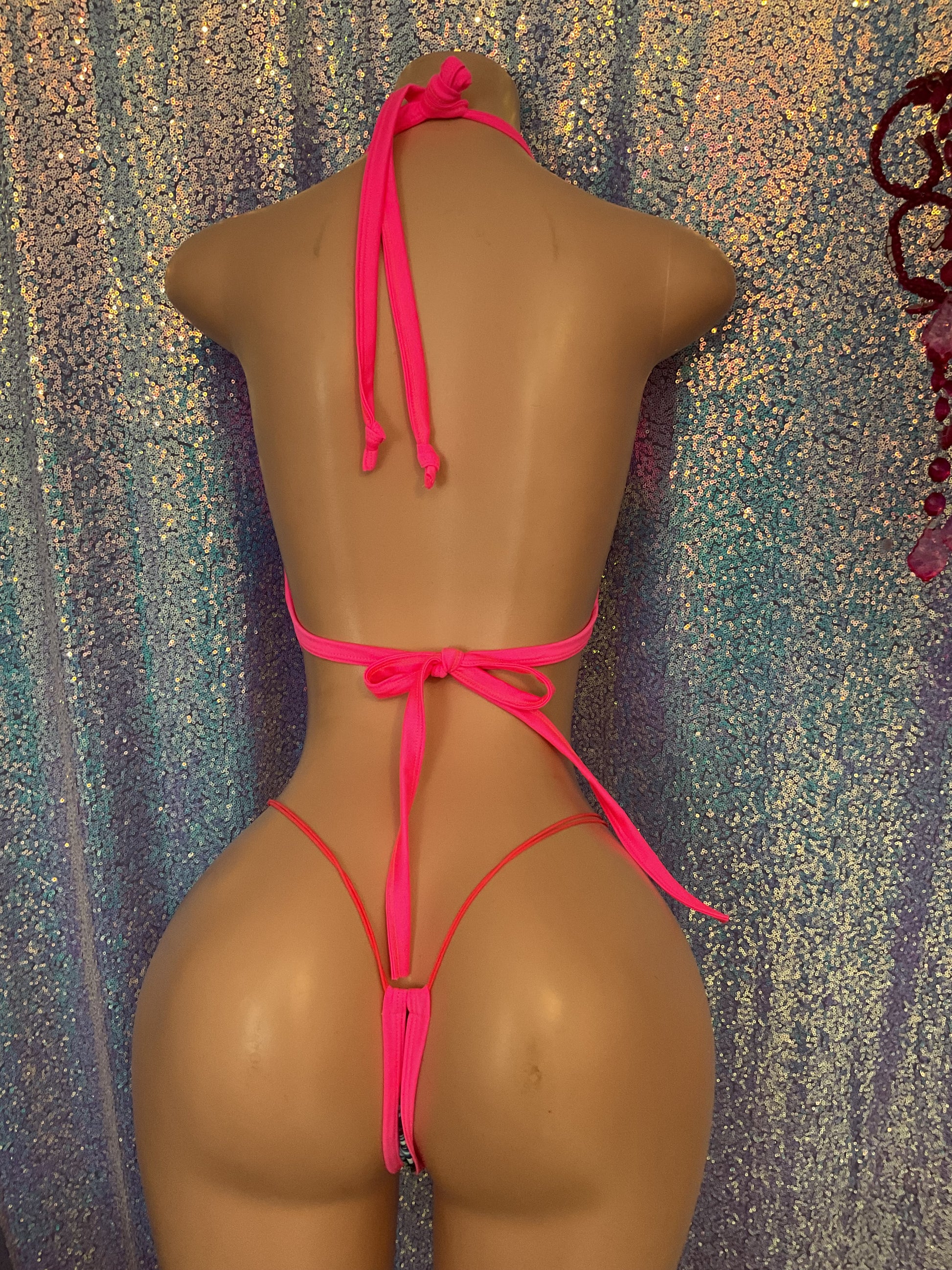 Tropical lace up thong one piece